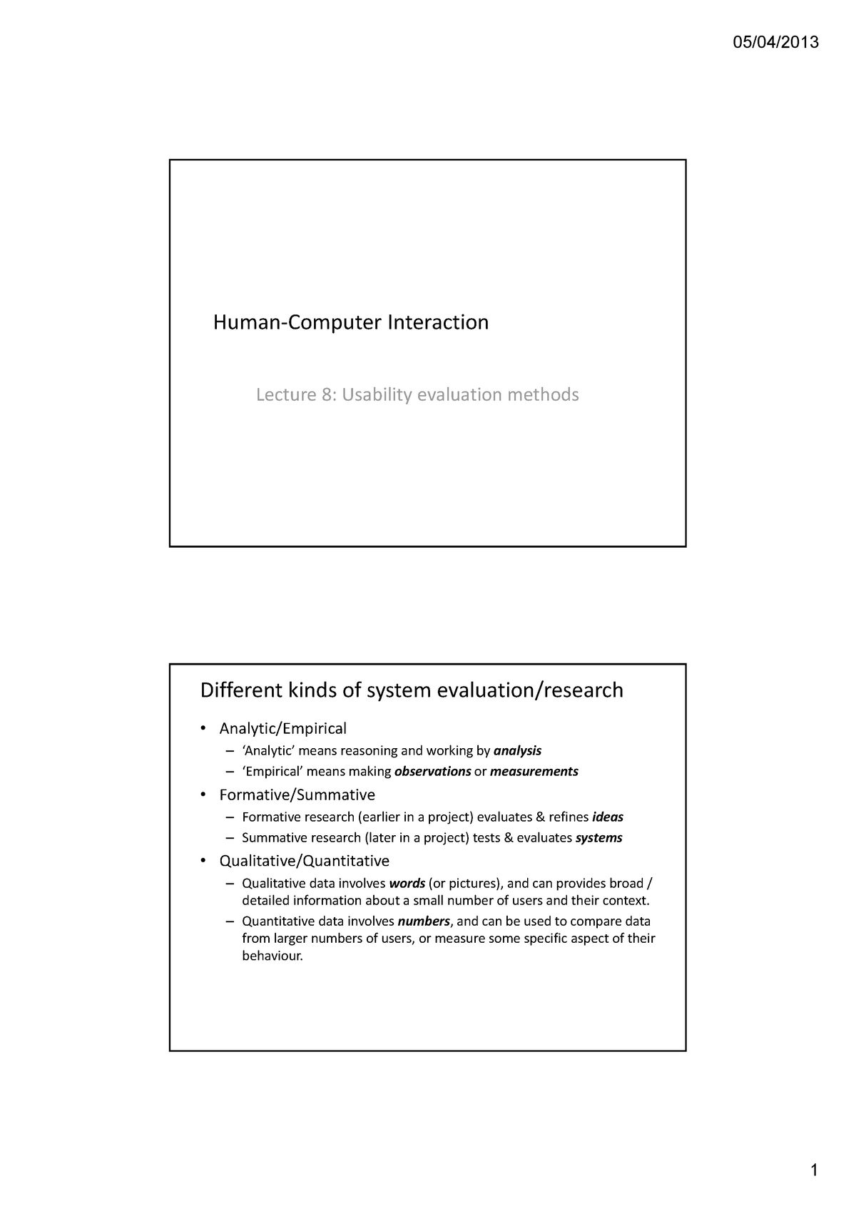 HCI2013-lecture 8 - Human Computer Interaction - Human‐Computer ...