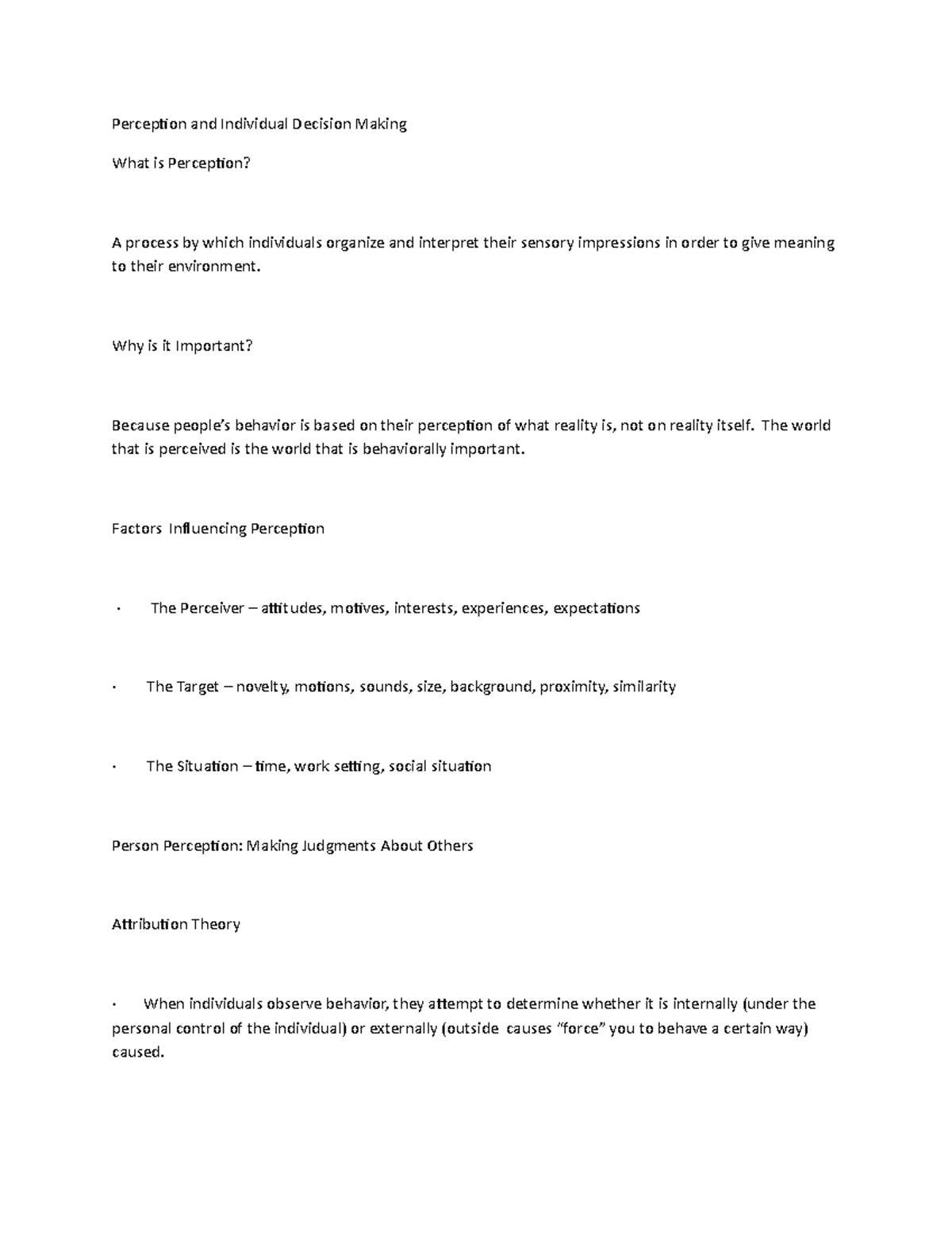 Perception and Individual Decision Making - Why is it Important ...