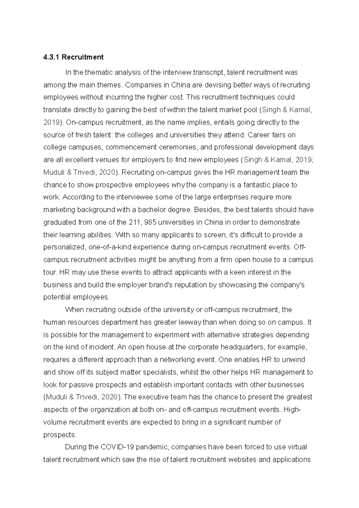 Data Analysis Chapter - 4 Recruitment In the thematic analysis of the ...