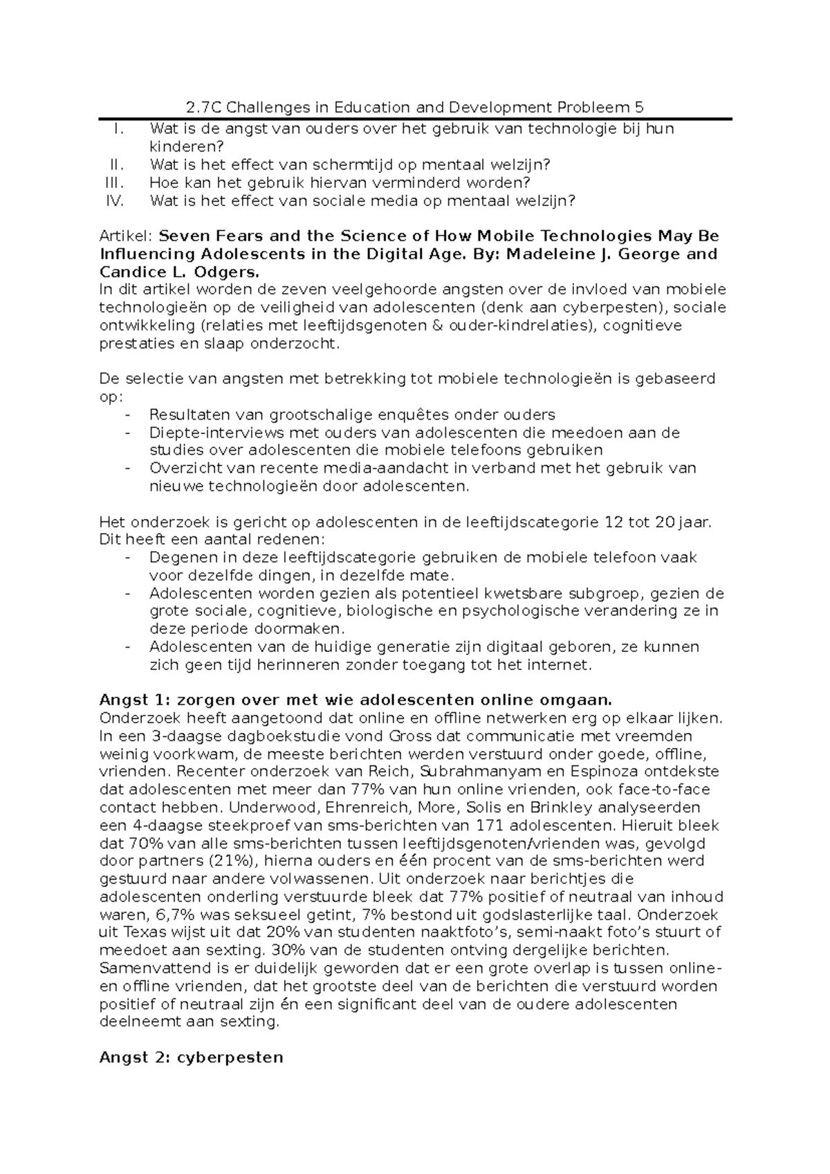 2.7C Challenges in Education and Development Probleem 5 - Wat is de ...