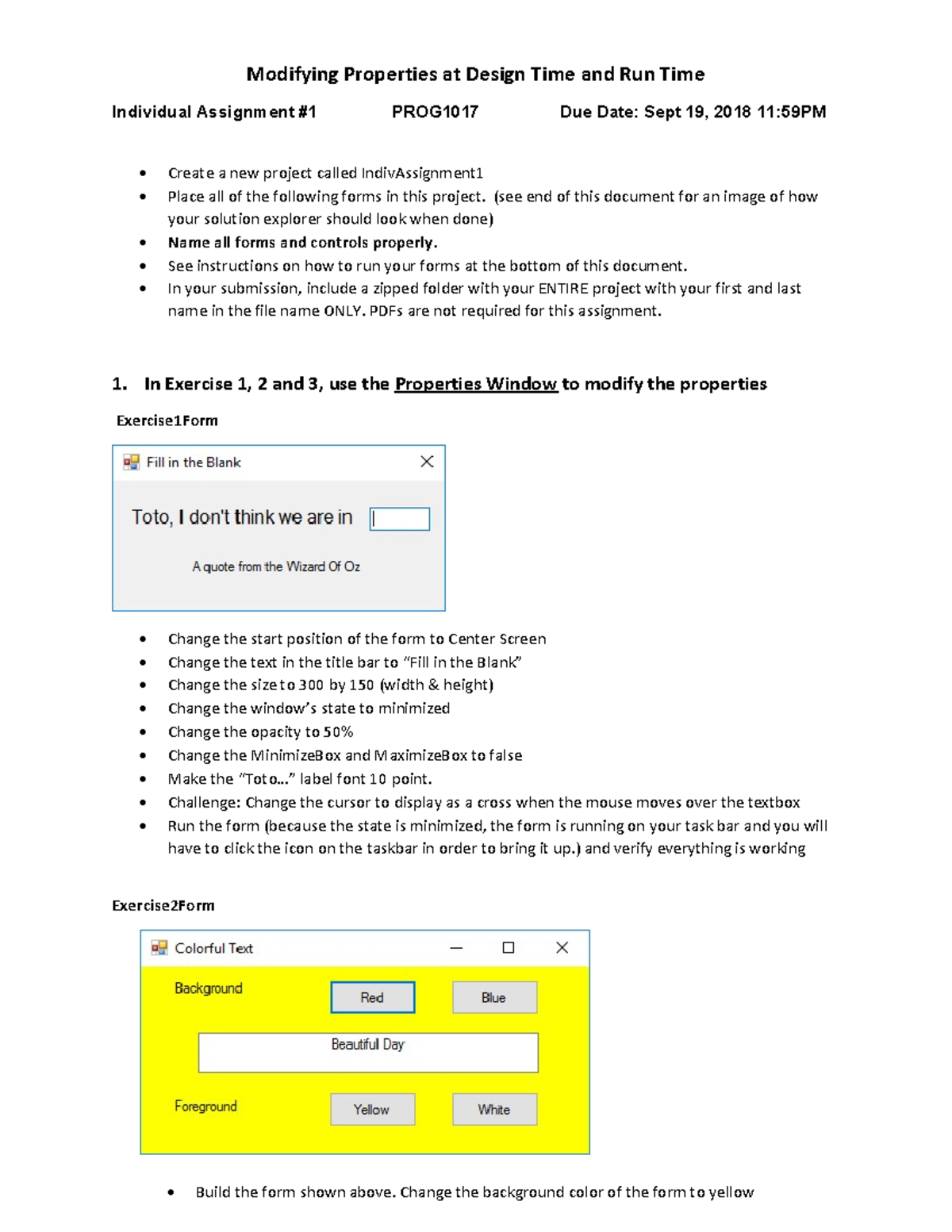Modifying Properties at Design Time and Run Time Individual Assignment ...