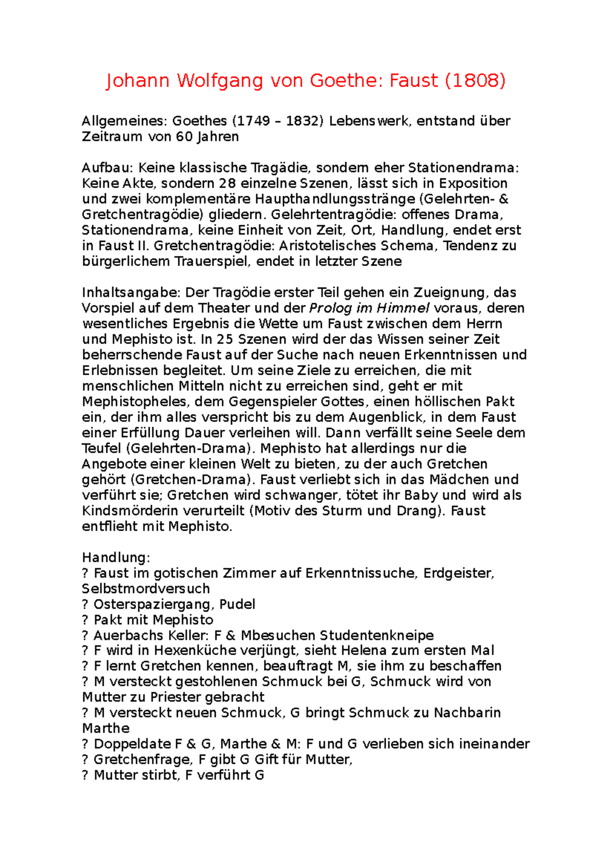 Goethe Faust Johann Wolfgang von Goethe Faust (1808) Allgemeines