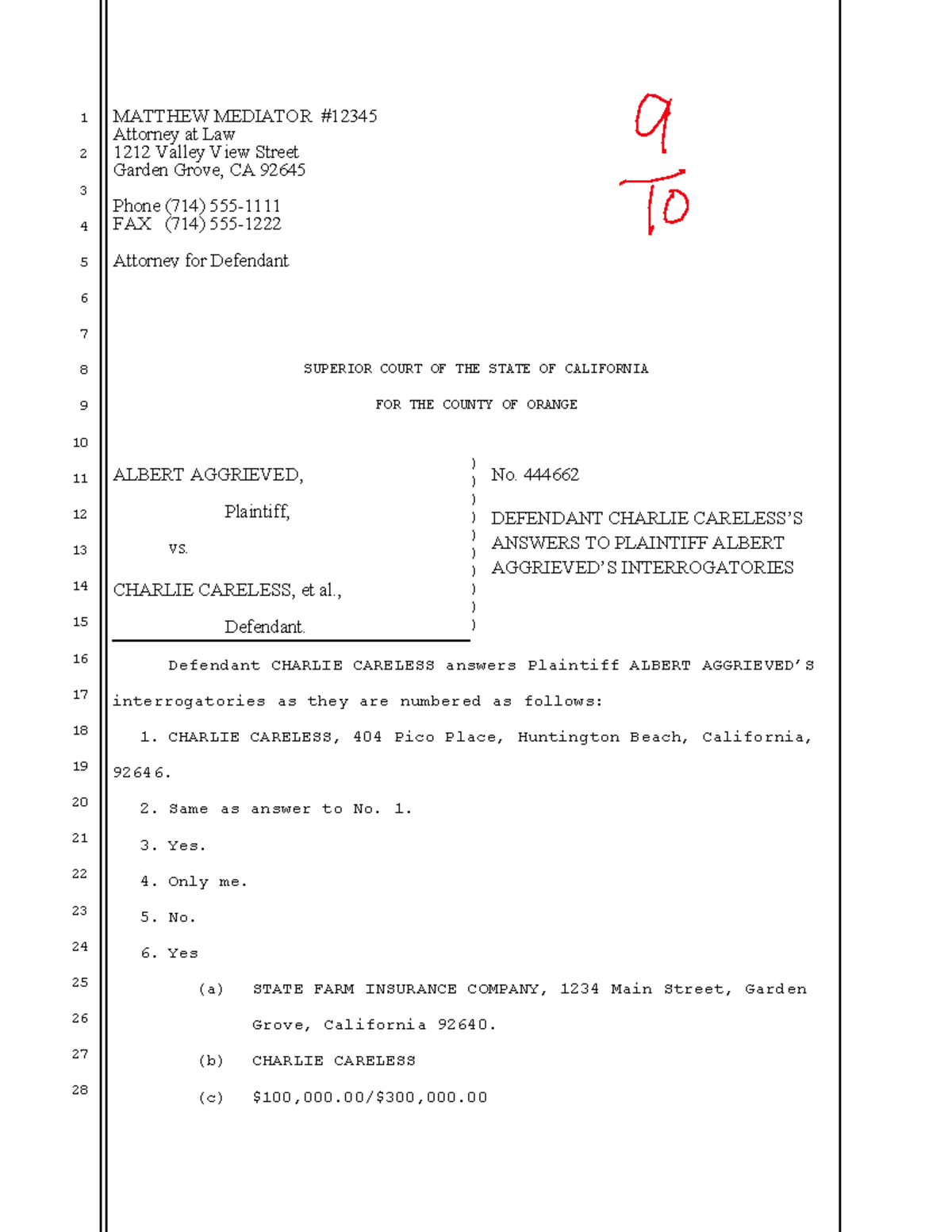 Defendant s Answers to Plaintiffs Interrogatories - 1 2 3 4 5 6 7 8 9 ...