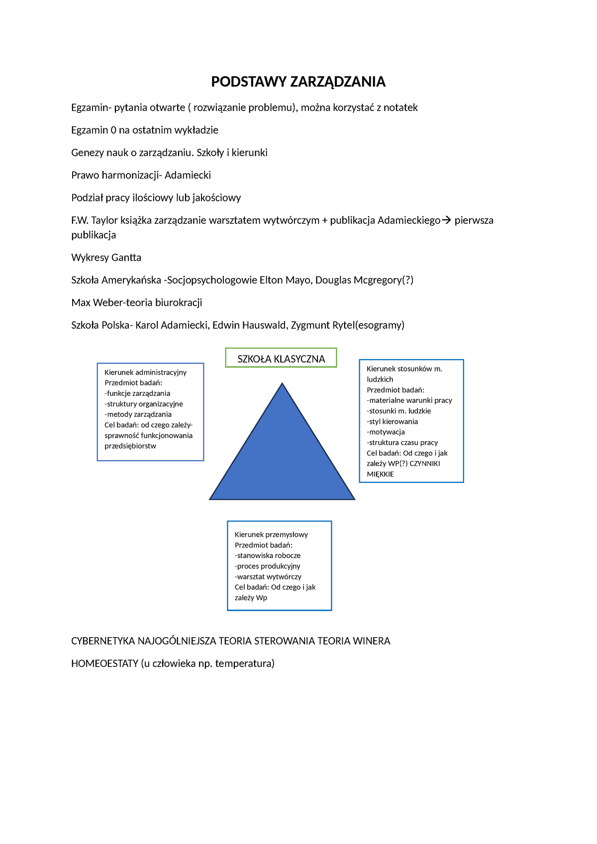 Podstawy ZARZĄ Dzania - Notatki - Kierunek Przemysłowy Przedmiot Badań ...