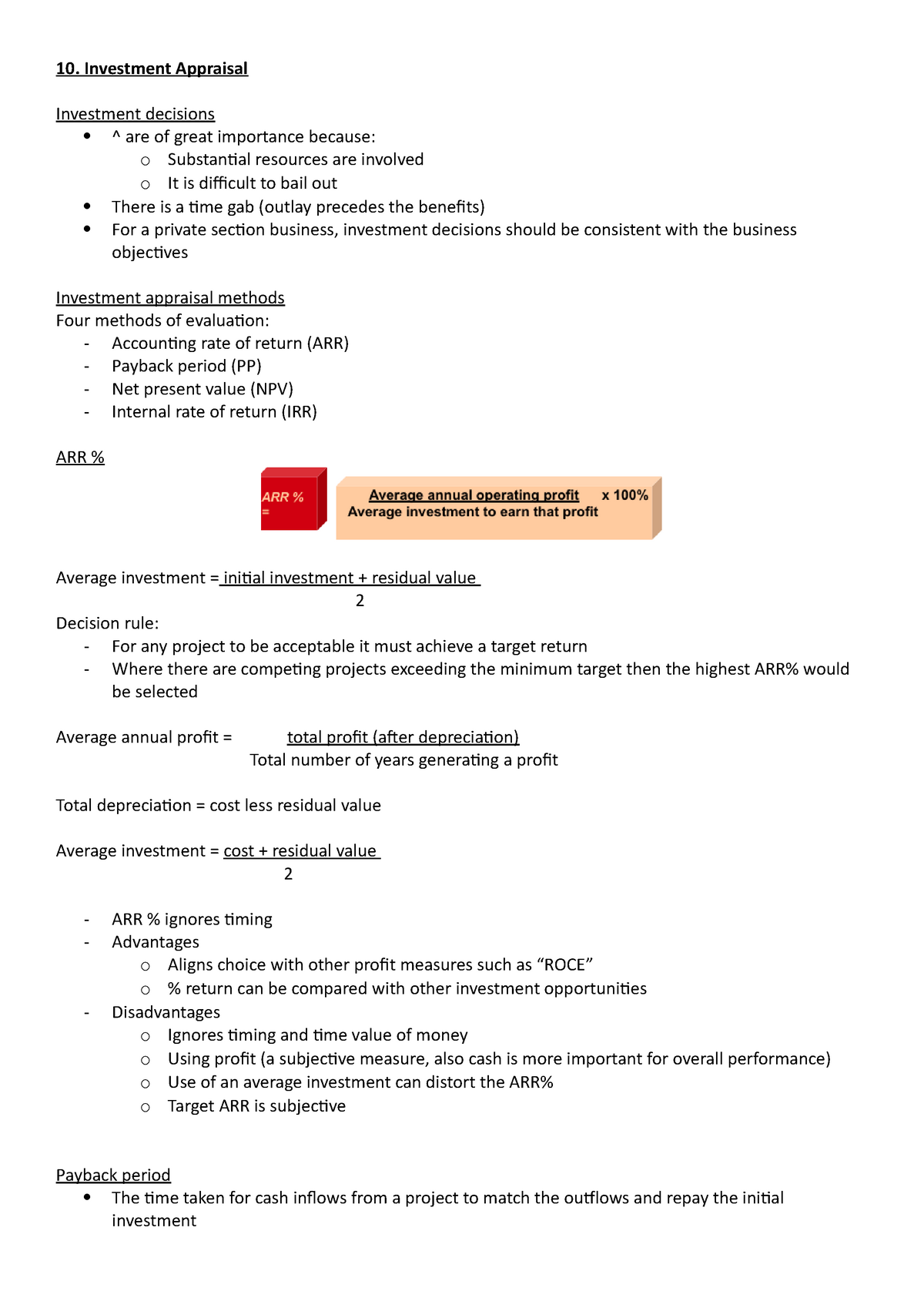 10 Investment Appraisal Introduction To Accounting N1086e Studocu