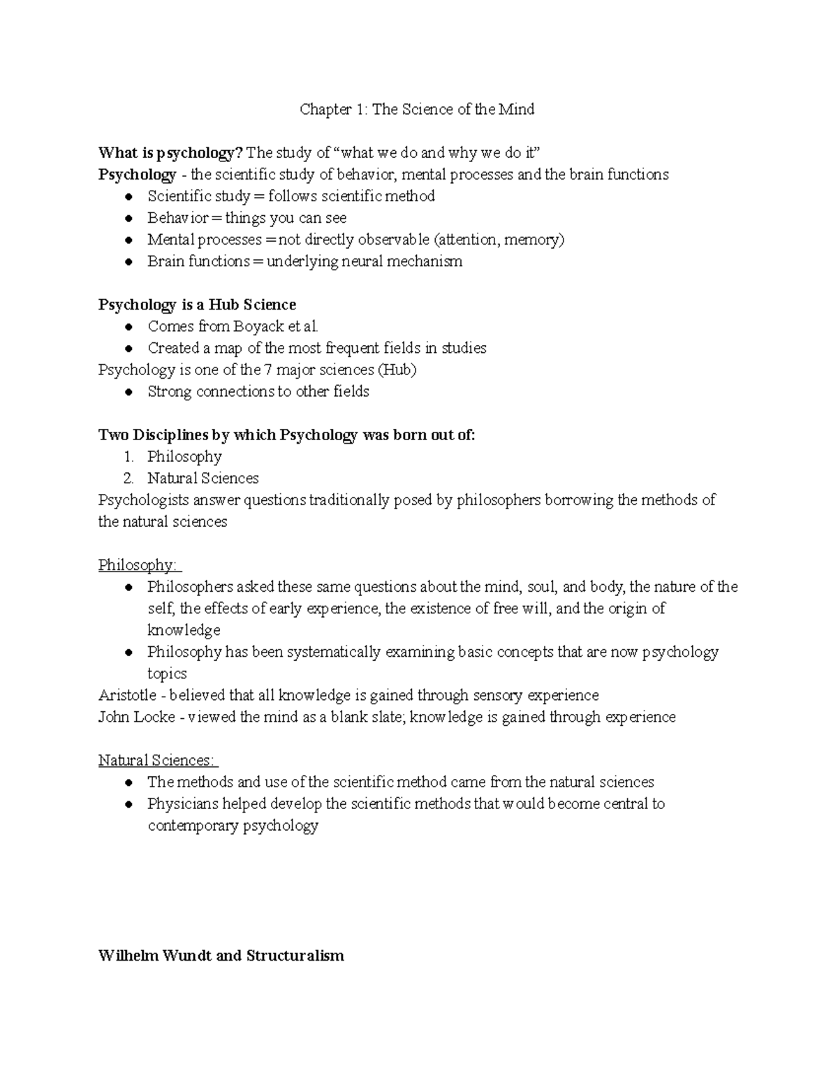 Chapter 1 The Science of The Mind - Chapter 1: The Science of the Mind ...