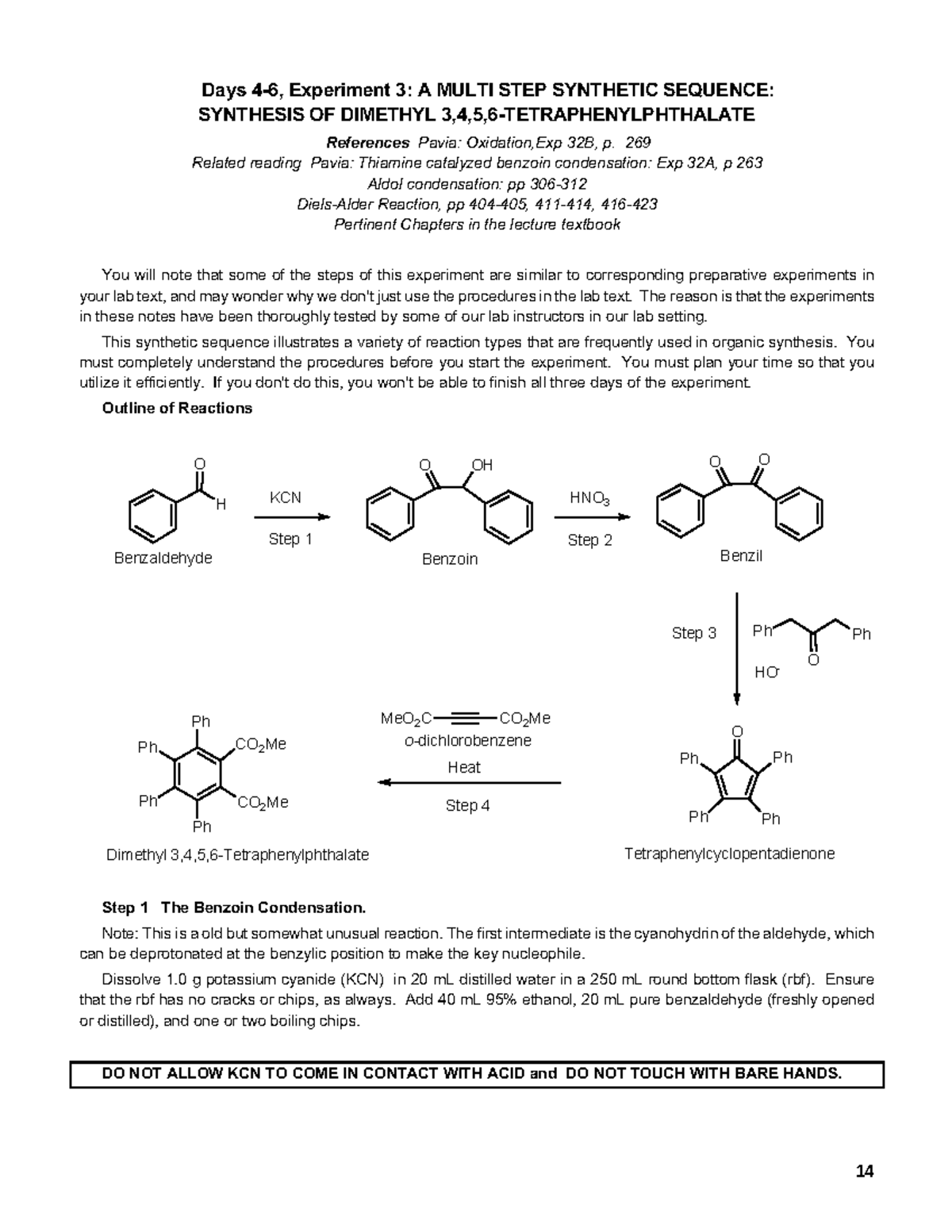 CHEM 225 Lab Manual S23 - 14 Days 4-6, Experiment 3: A MULTI STEP ...