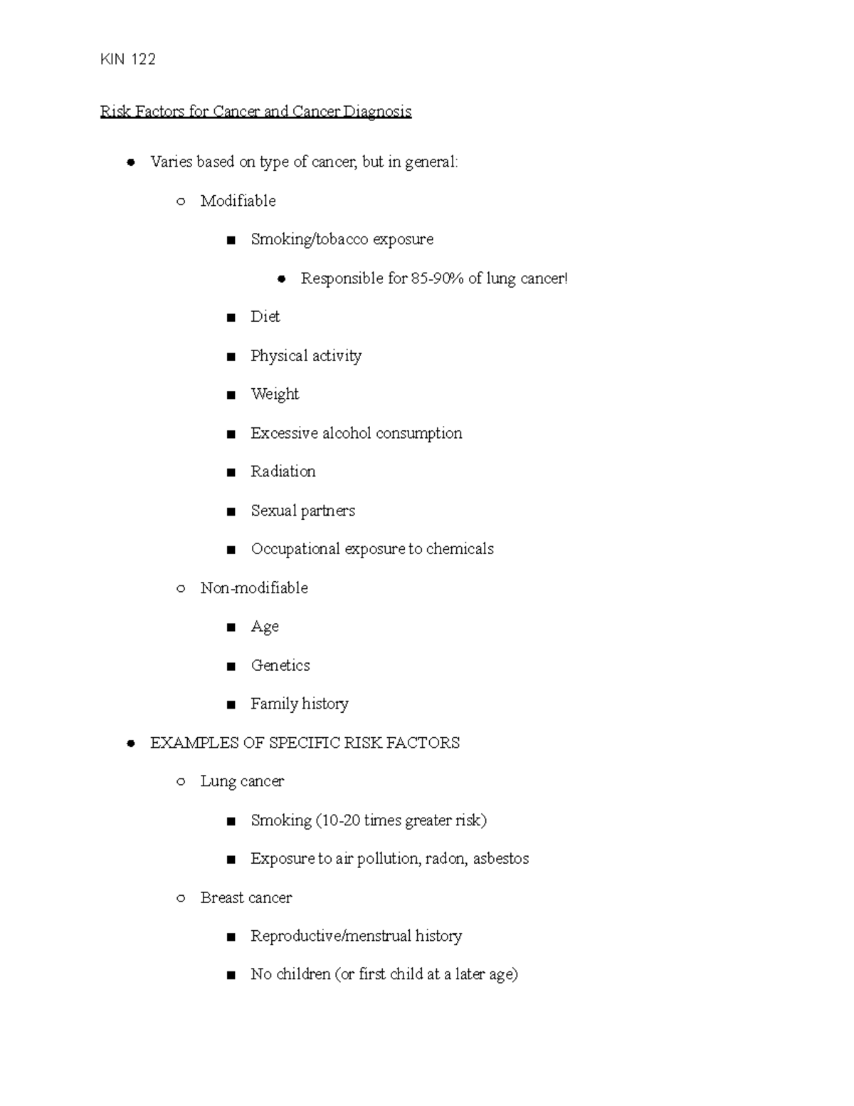 Risk Factors For Cancer And Cancer Diagnosis - Studocu