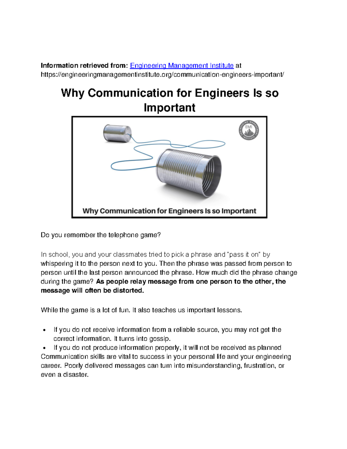 Reading Lecture 4- Communications - Information retrieved from ...