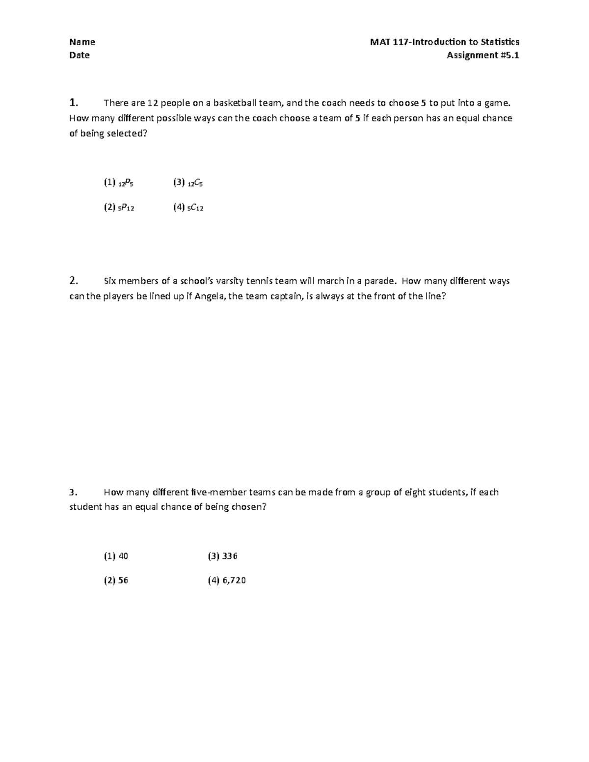 unit 12 probability homework 7 permutations & combinations