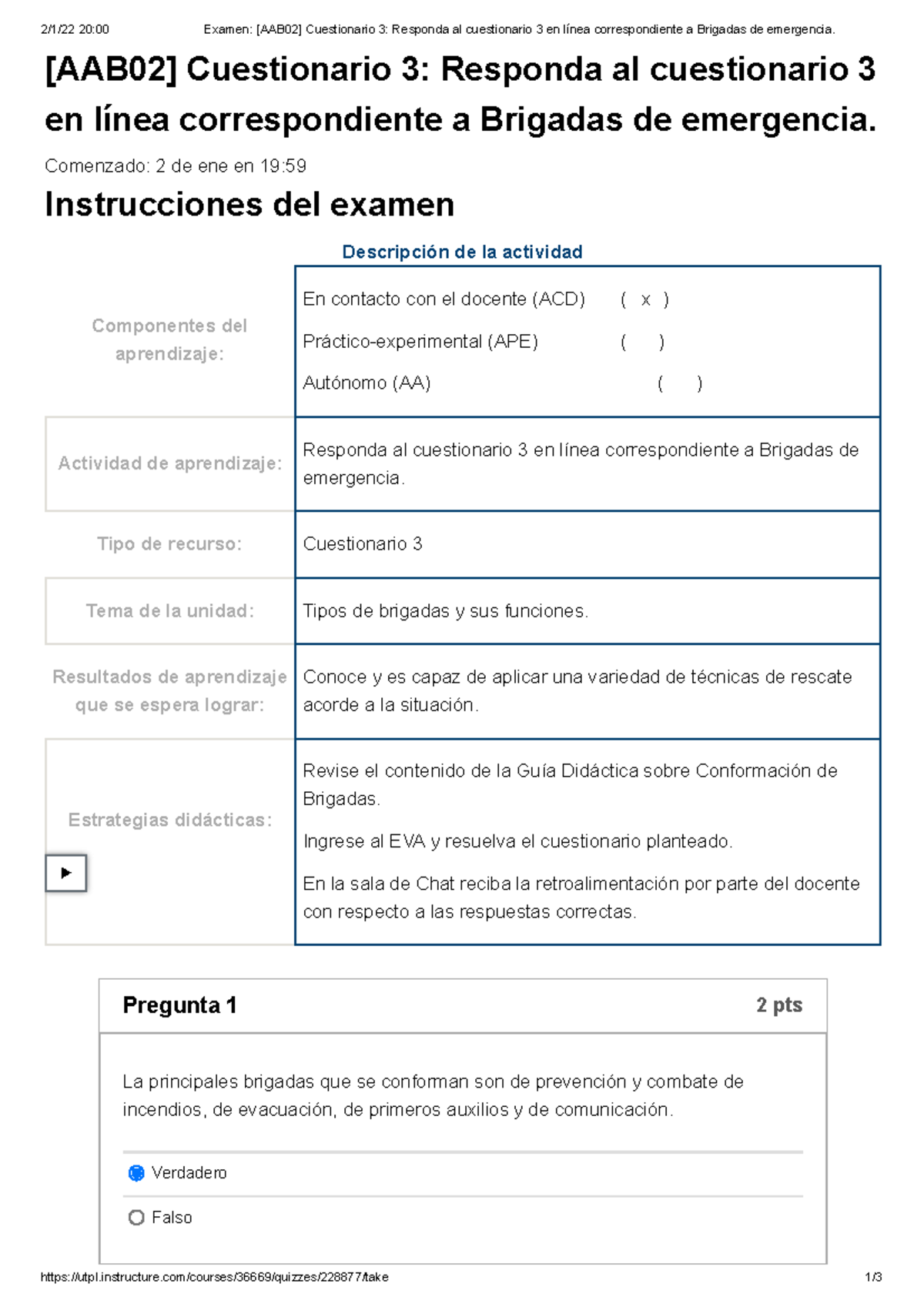 Tecnicasderescate Examen [AAB02] Cuestionario 3 Responda Al ...