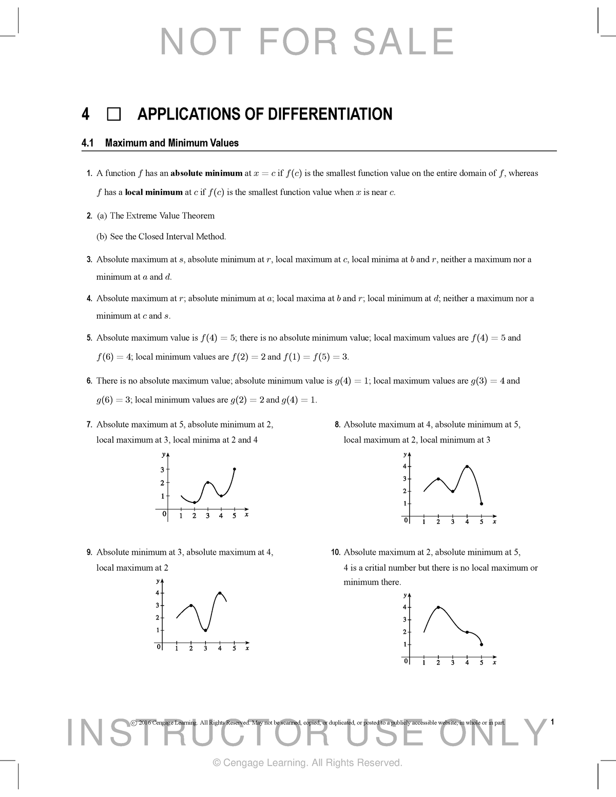 Chapter 4 CSM - Solucionario - 4 APPLICATIONS OF DIFFERENTIATION 4 ...