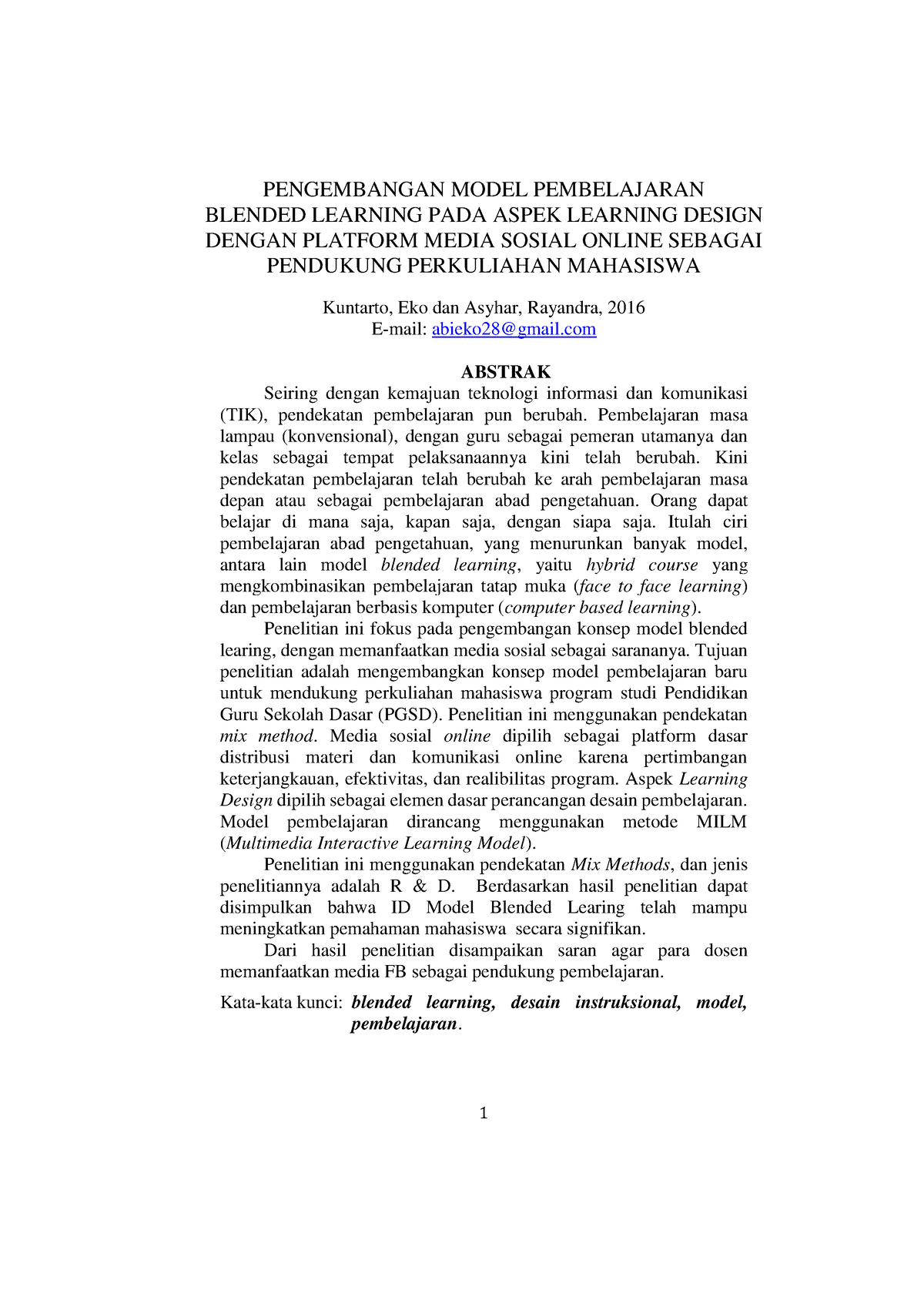 3. Pengembangan Model Pembelajaran Blended Learning - 1 PENGEMBANGAN ...