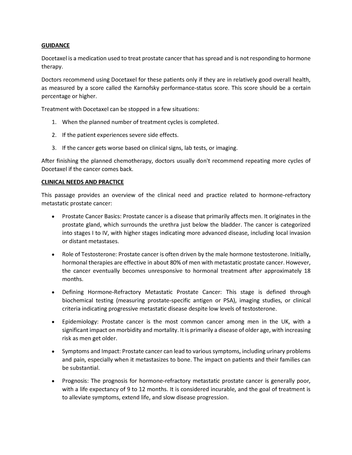 ENDO case study - GUIDANCE Docetaxel is a medication used to treat ...