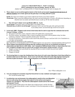 Geology 100 EXAM 1 Study Guide - GEOLOGY 100 EXAM I Study Guide ...