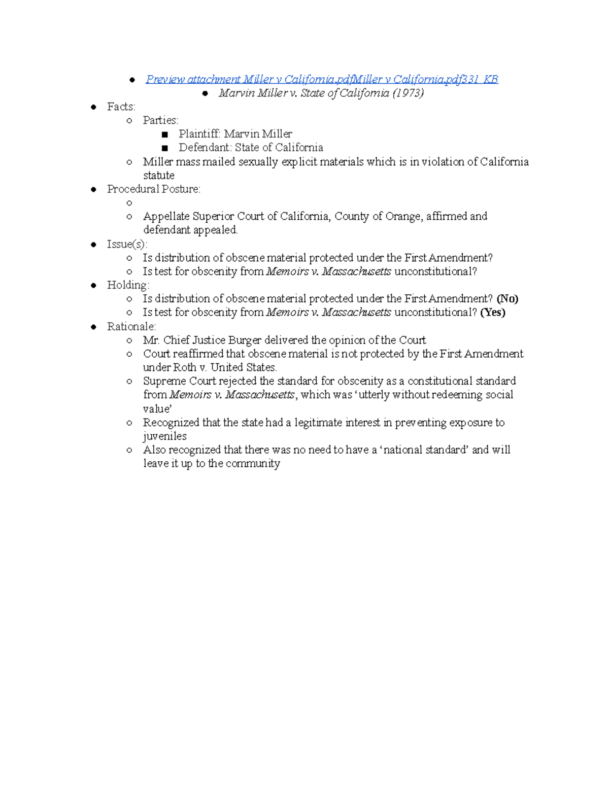Miller v. California (1973) Preview attachment Miller v California v
