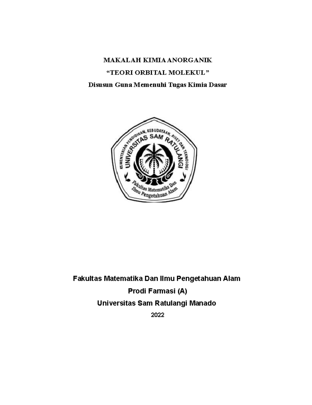 Makalah Kimia Anorganik Teori Orbital Molekul - MAKALAH KIMIA ANORGANIK ...