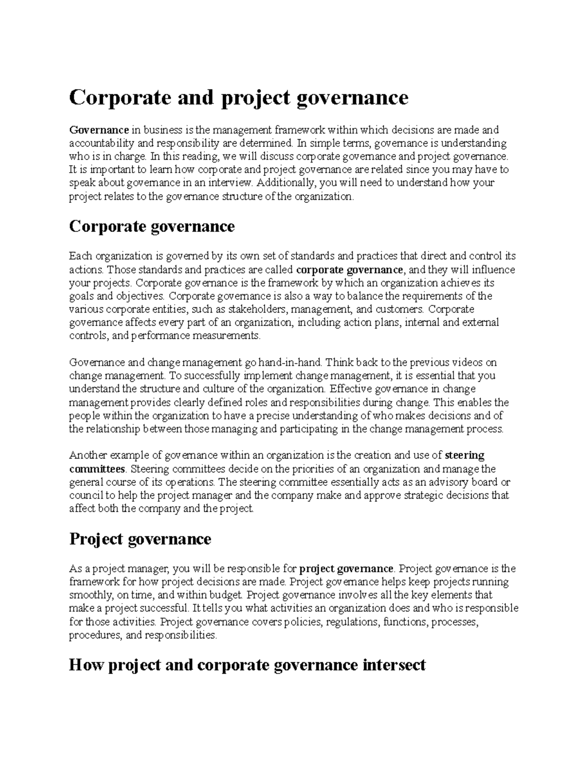 Corporate And Project Governance - Corporate And Project Governance ...