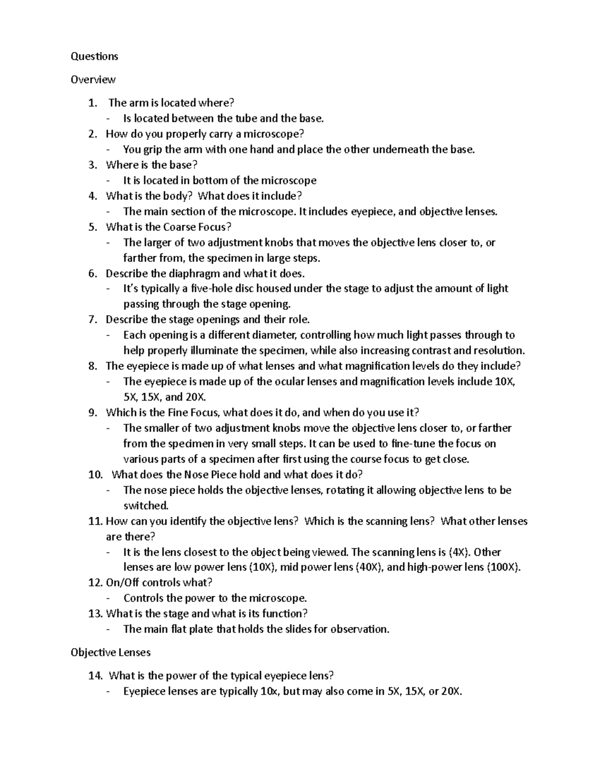 BSC2023 Lab 2 Microscopy Activities worksheet - Questions Overview The ...