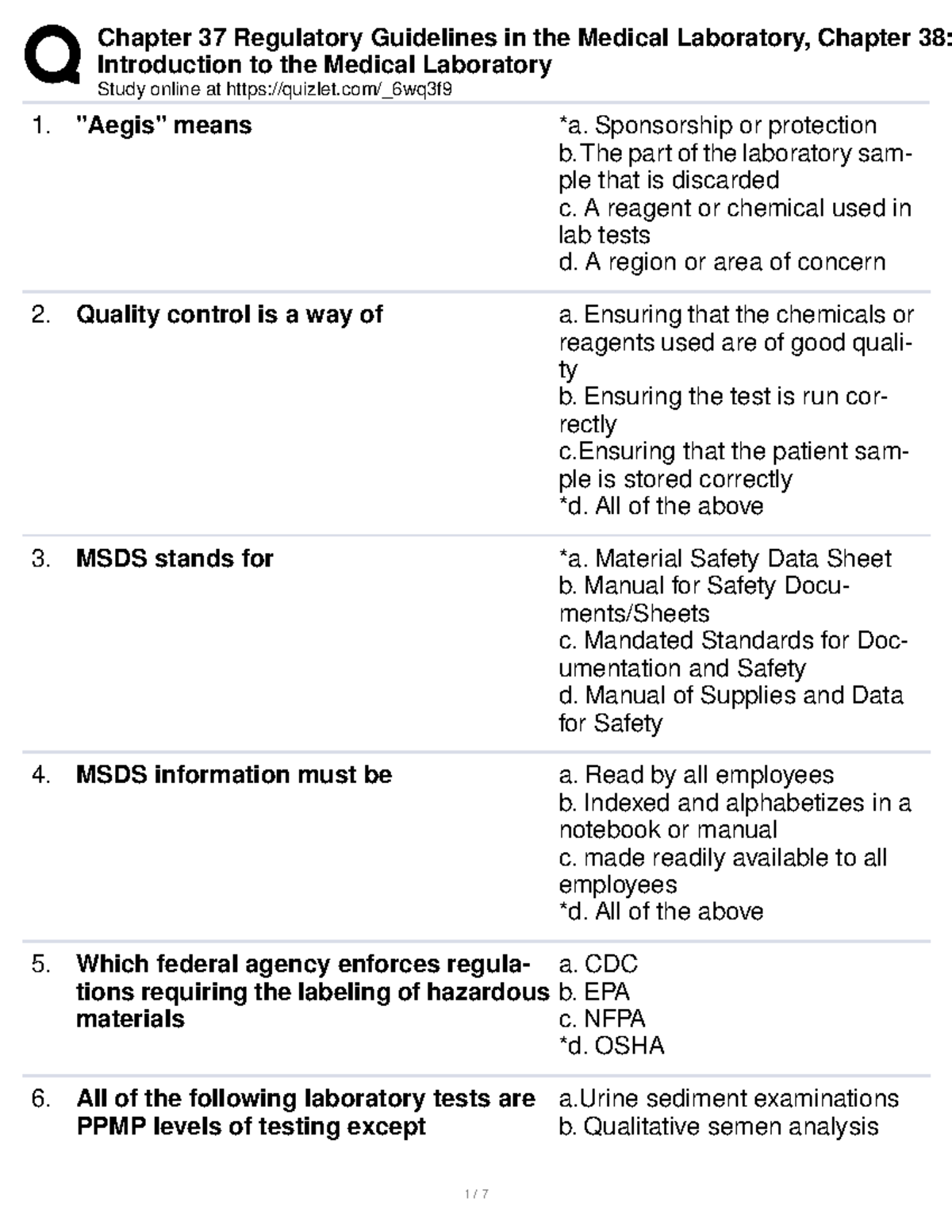 Chapter 37 Regulatory Guidelines in the Medical Laboratory, Chapter 38