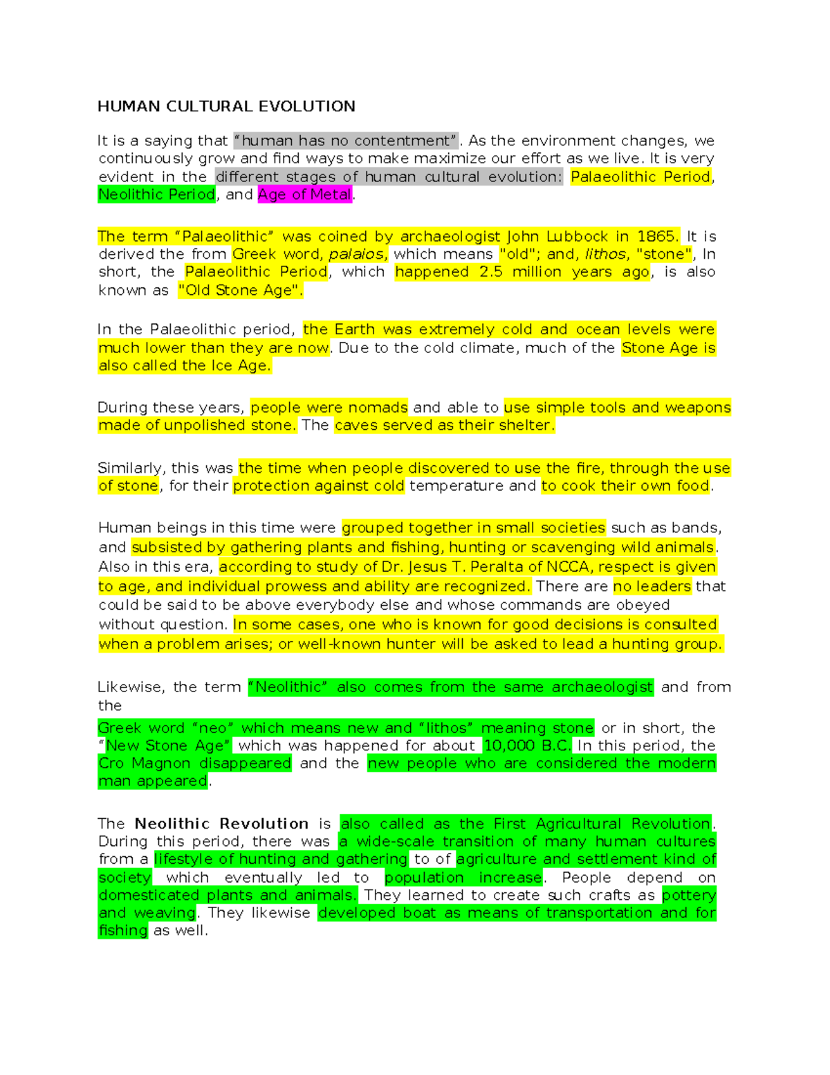 Human- Cultural- Evolution - HUMAN CULTURAL EVOLUTION It is a saying ...