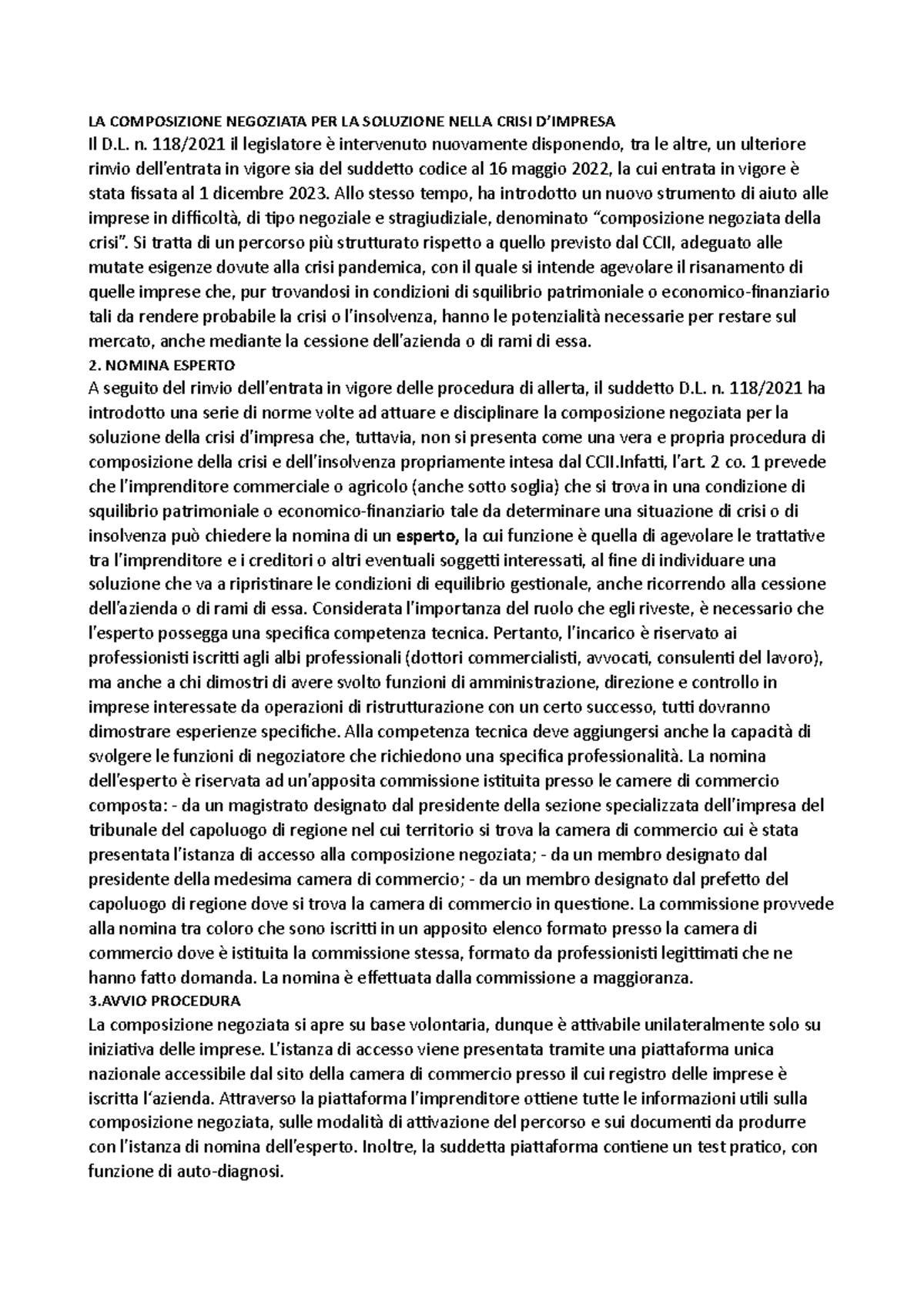 Composizione Negoziata - LA COMPOSIZIONE NEGOZIATA PER LA SOLUZIONE ...