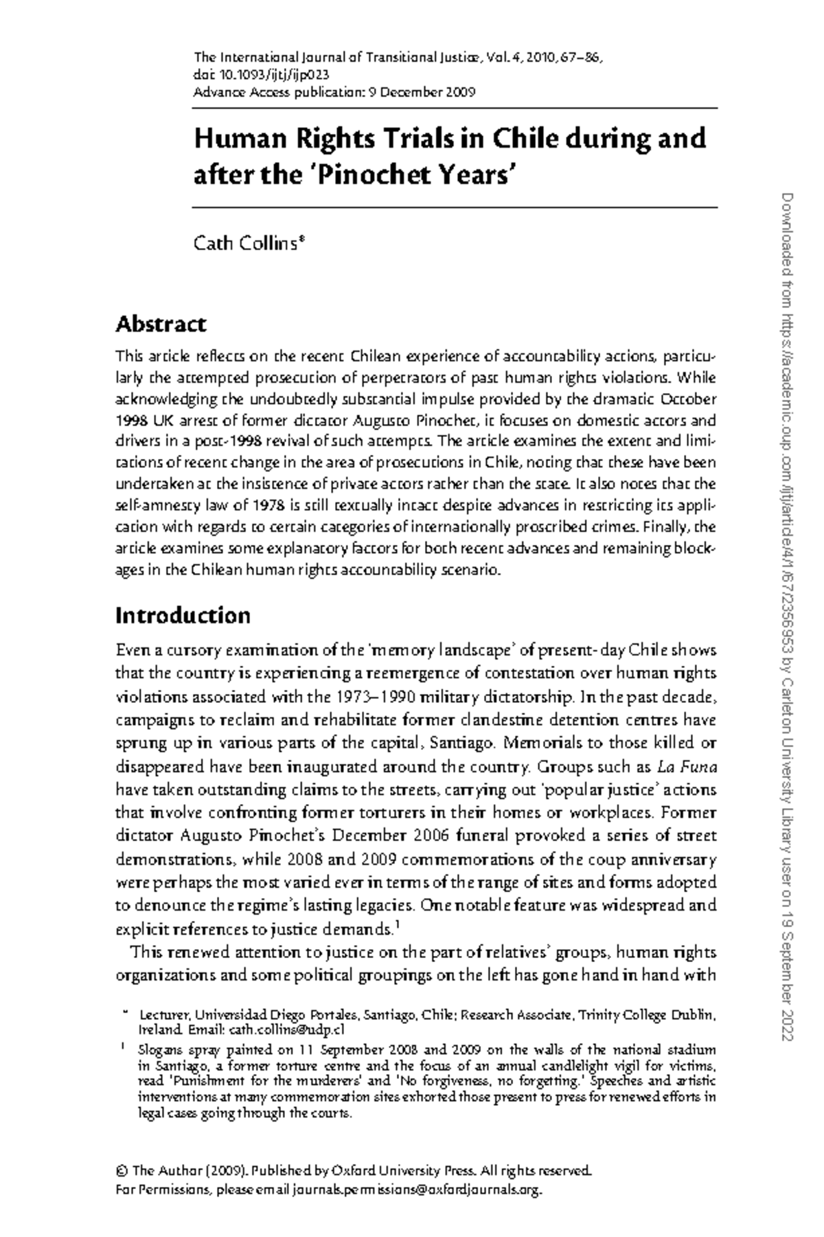 Collins law The International Journal of Transitional Justice, Vol