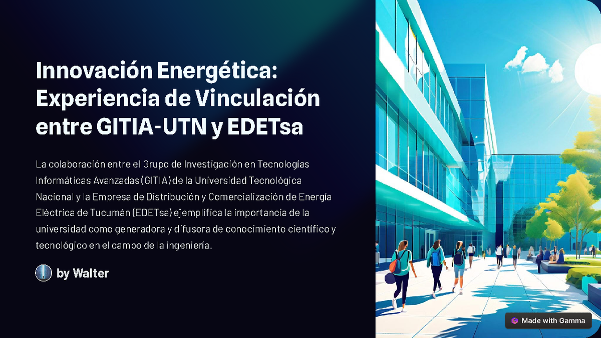 Innovacion Energetica Experiencia de Vinculacion entre Gitia UTN y ...