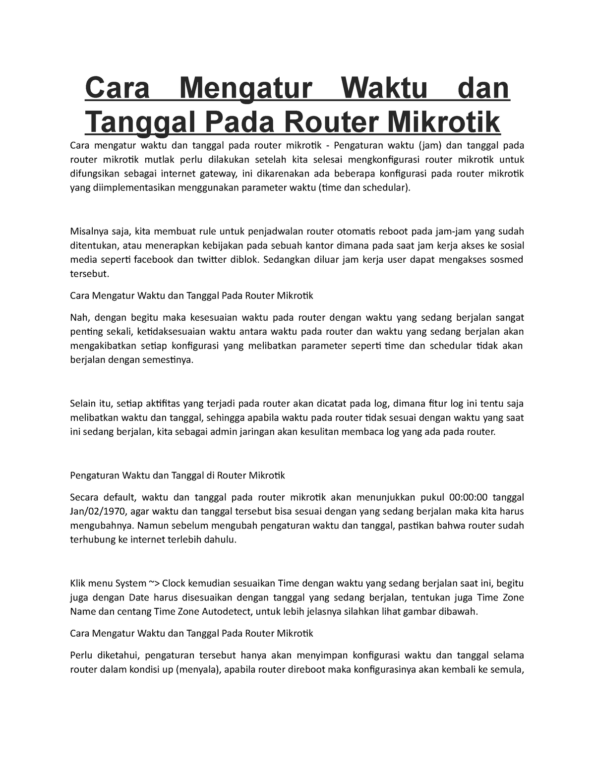 Cara Mengatur Waktu Dan Tanggal Pada Router Mikrotik - Cara Mengatur ...