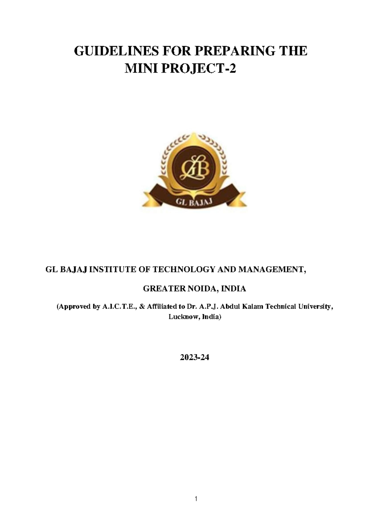 MINI Project 2 Manual 23 24 - GUIDELINES FOR PREPARING THE MINI PROJECT ...