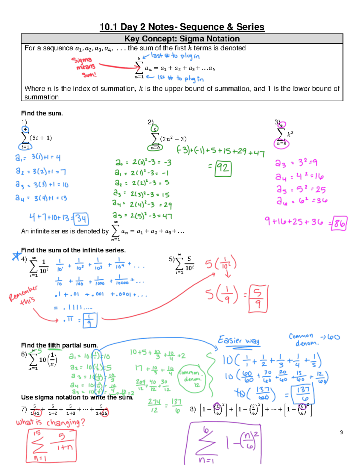 10.1 Notes Day 2 key - in-depth explanations of each and every problem ...