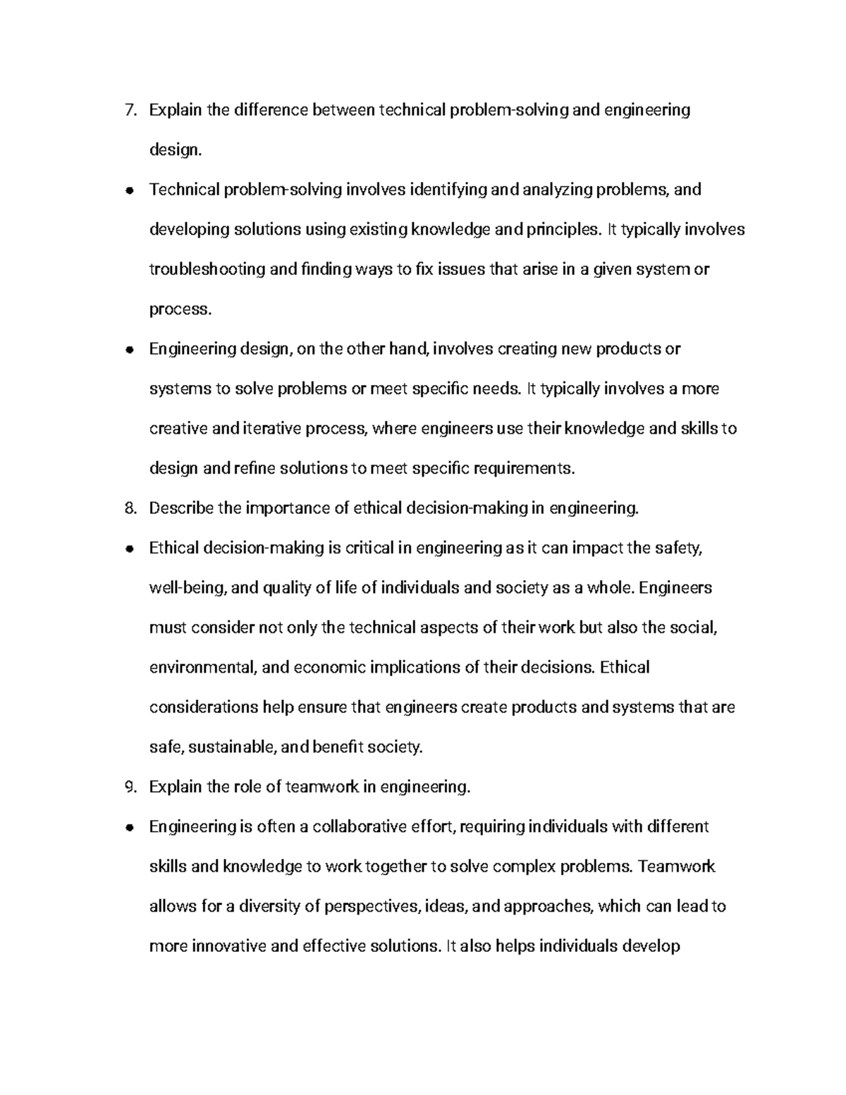 Introduction to Engineering EGGG101 Notes 2 - Explain the difference ...