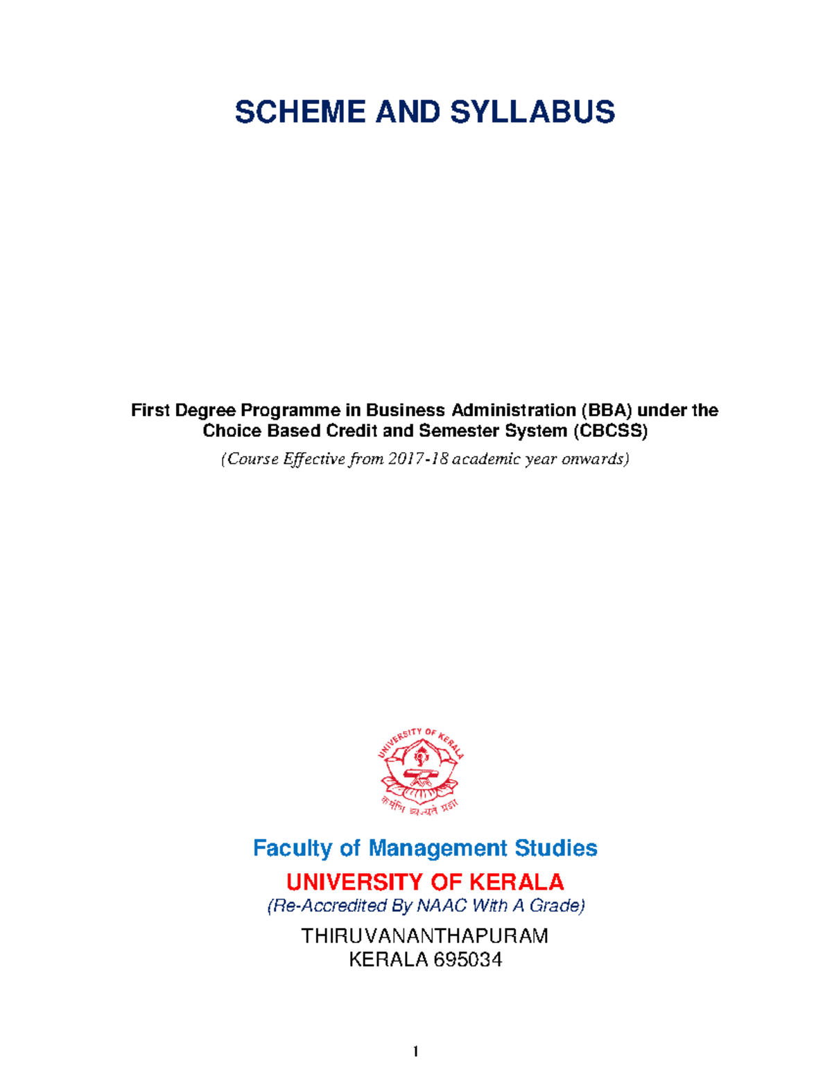 BBASyllabus KU 11498632096(1) - SCHEME AND SYLLABUS First Degree ...