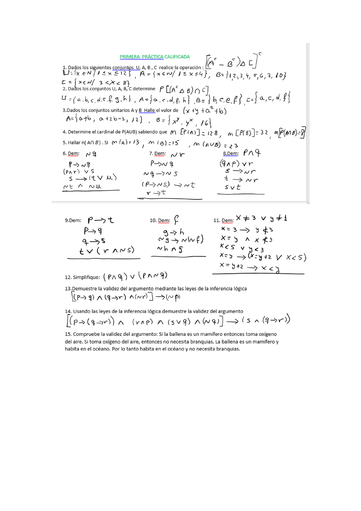 1ra Práctica Calificada - Matematicas - Studocu