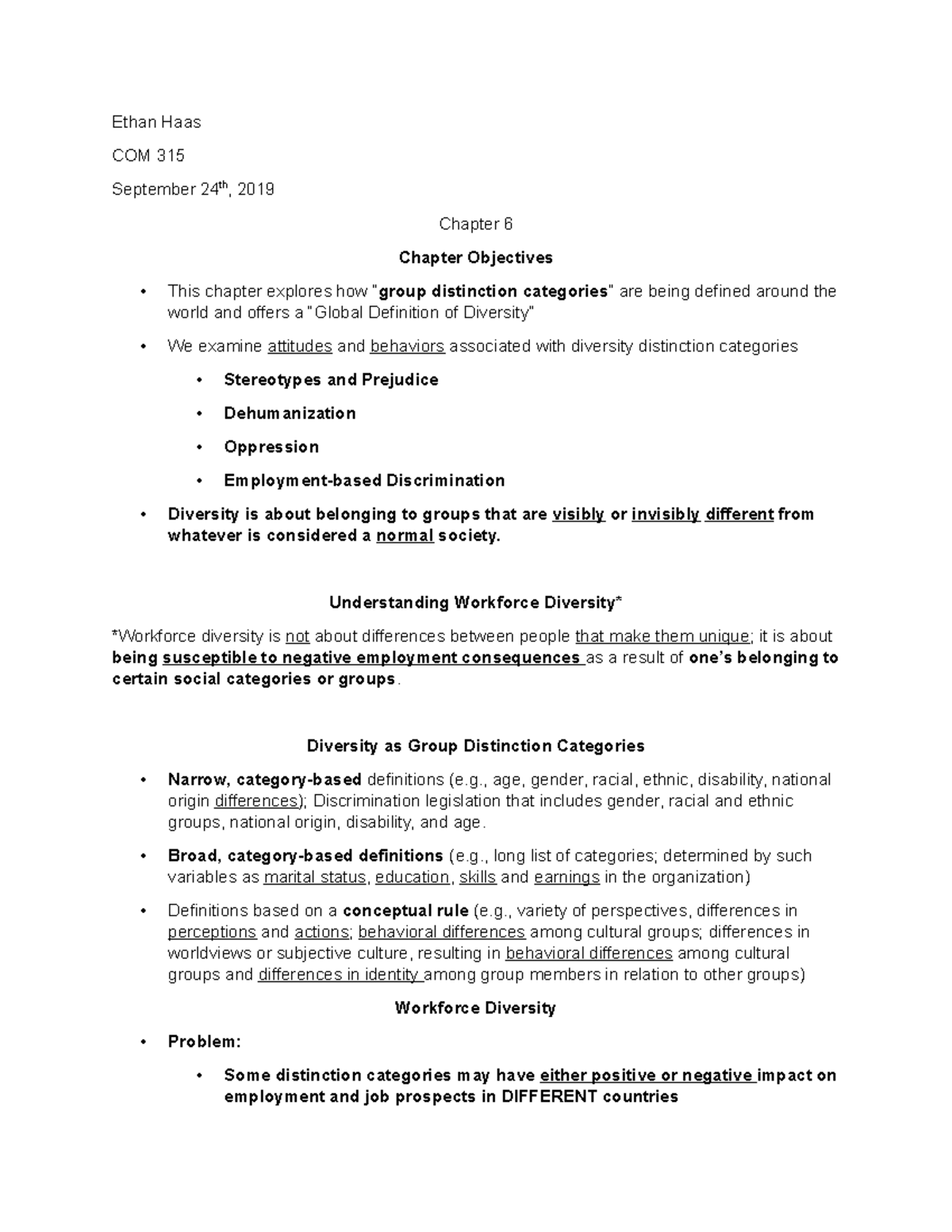 Chapter 6 Lecture Notes - Ethan Haas COM 315 September 24th, 2019 ...