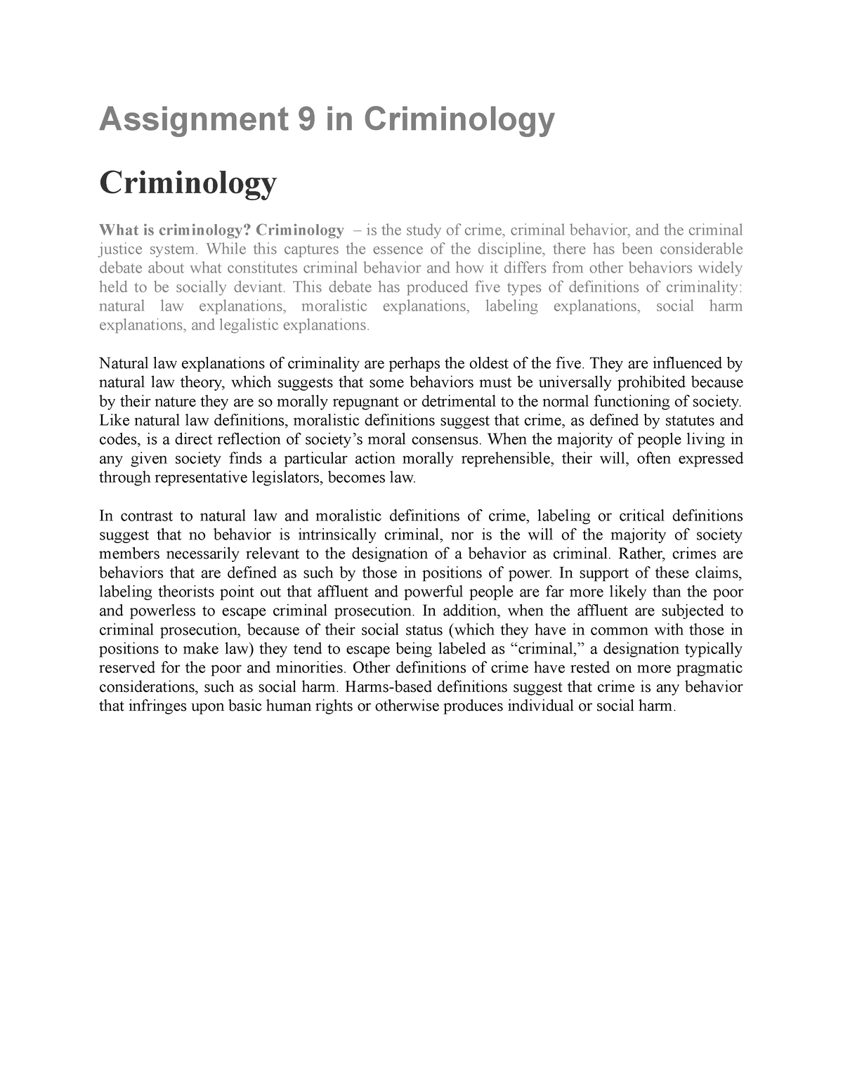 is criminology have thesis