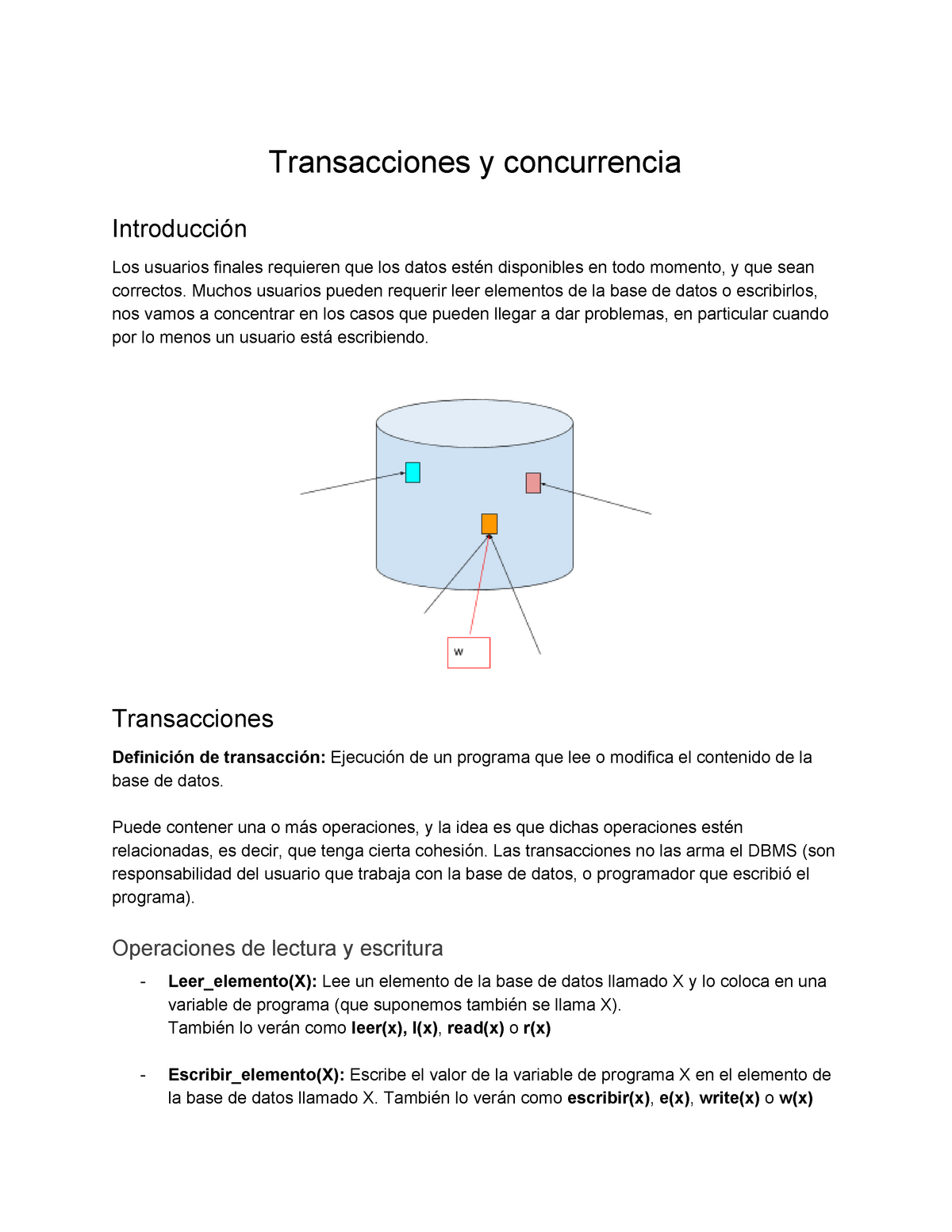 Golpe fuerte Confesión Servicio Apuntes transacciones y concurrencia - Transacciones y concurrencia  Introducción Los usuarios - Studocu