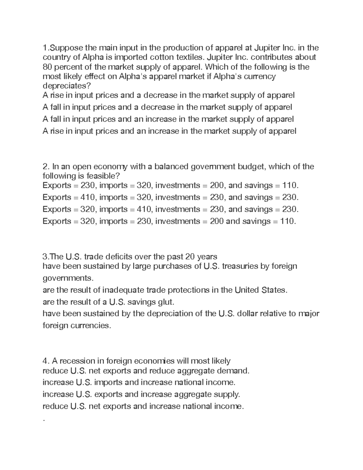 Economics chapter 36 - 1 the main input in the production of apparel at ...