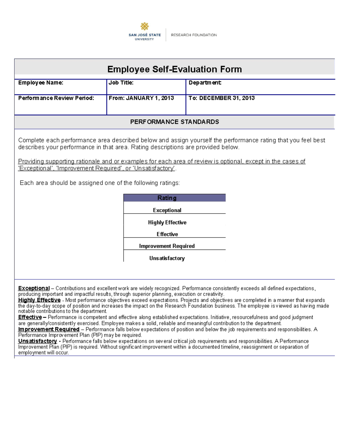 Self evaluation examples 05 - Employee Self-Evaluation Form Employee ...