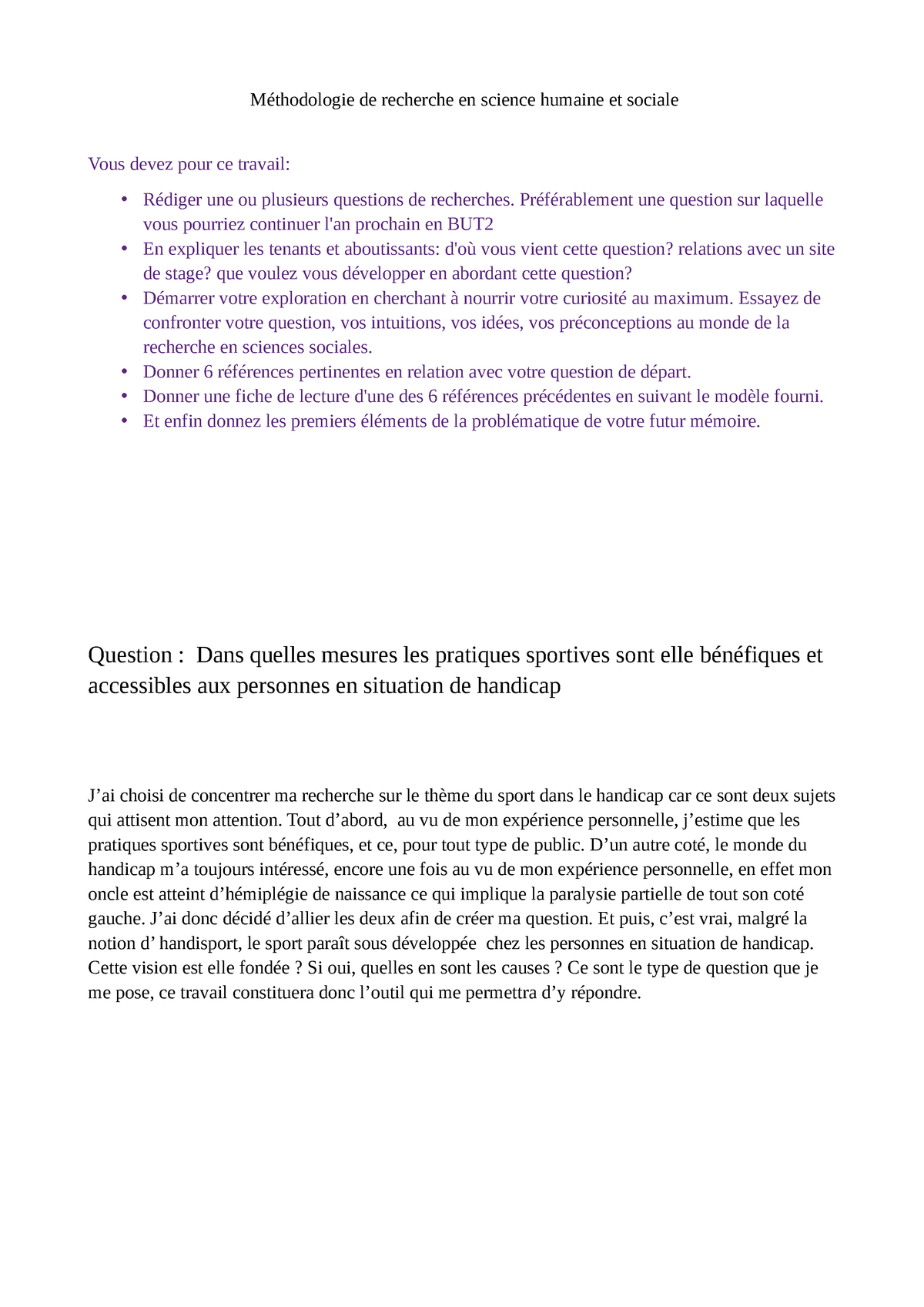 M Thodologie De Recherche En Science Humaine Et Sociale Pr F Rablement Une Question Sur