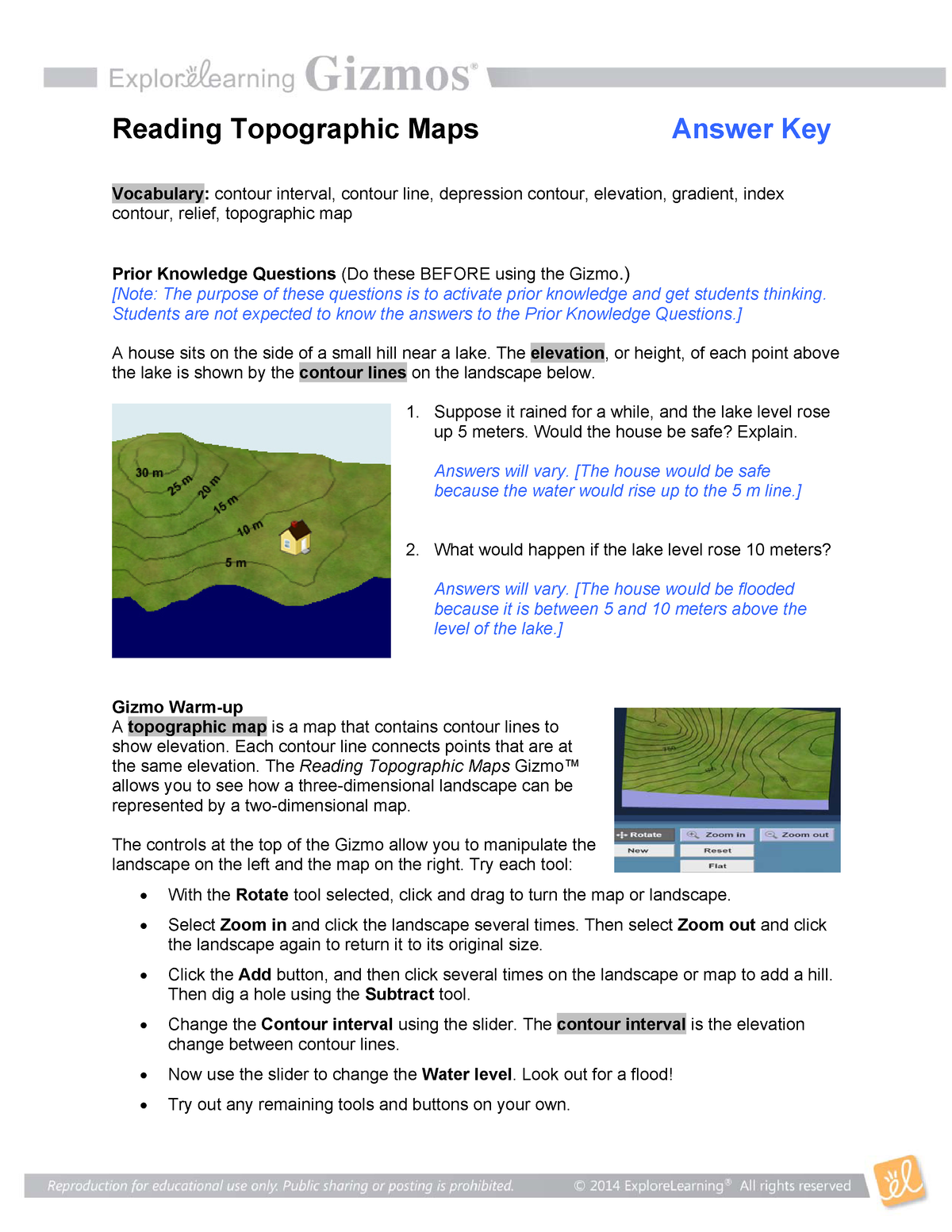 Reading Topographic Maps - ) [Note: The purpose of these questions Within Topographic Map Worksheet Answer Key