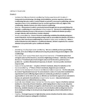 Learning and Behavior Exam 3 Study Guide - Learning and Behavior Study ...