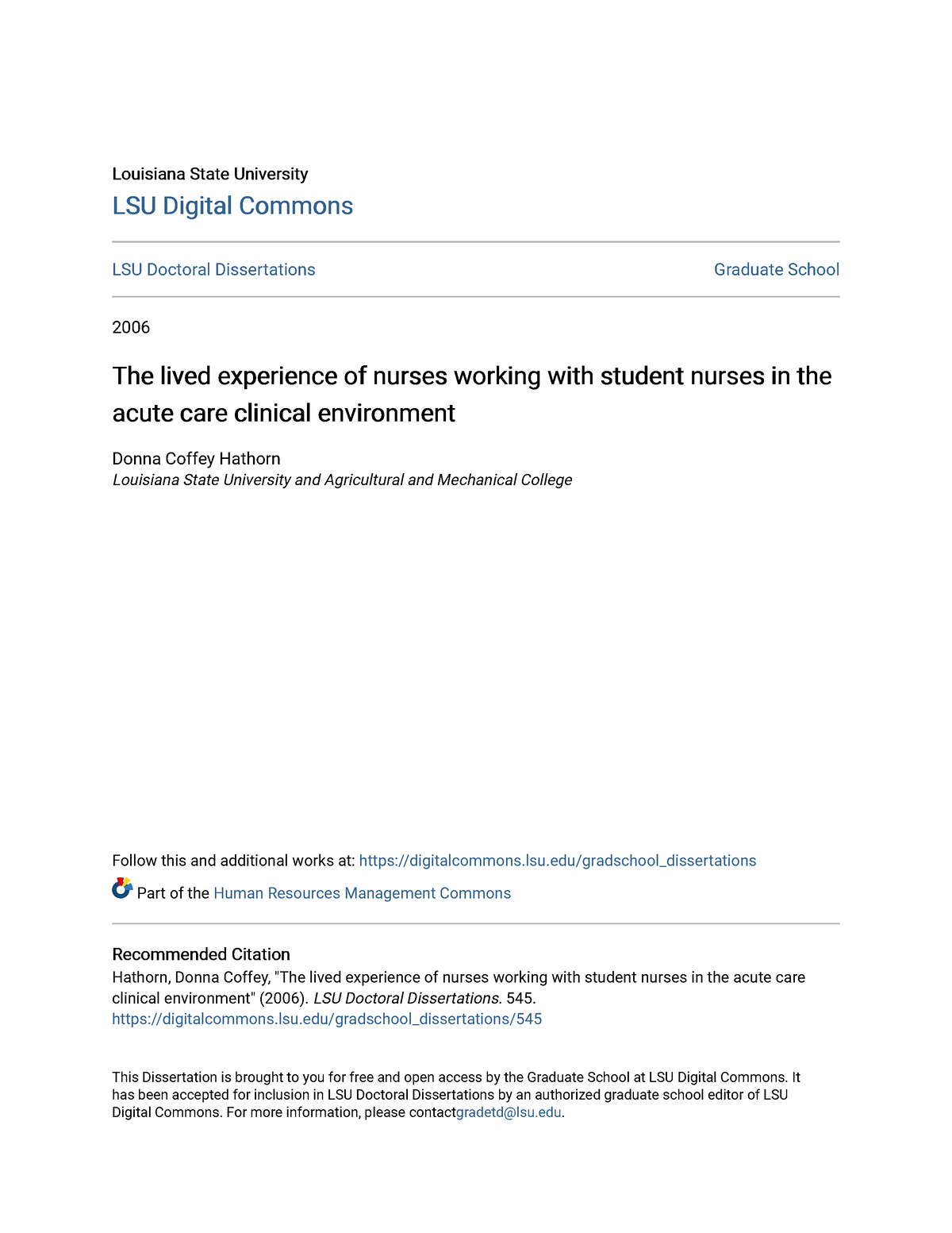 student nurse dissertation