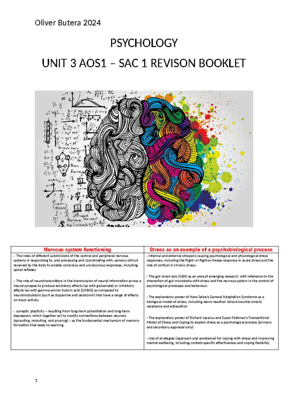 Unit 3 AOS 1 - SAC - Prompt - PSYCHOLOGY UNIT 3 AOS1 – SAC 1 REVISON ...