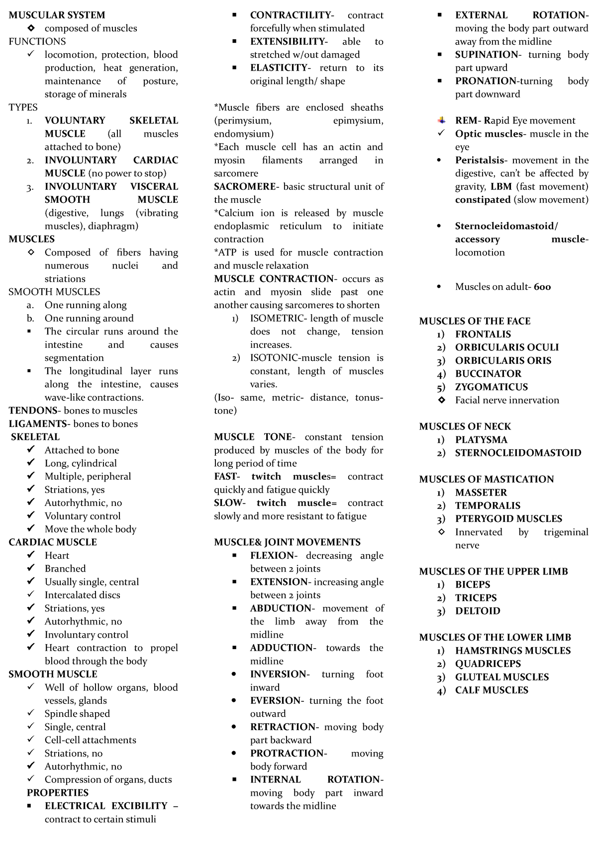 Muscular System - Muscular System Composed Of Muscles Functions 