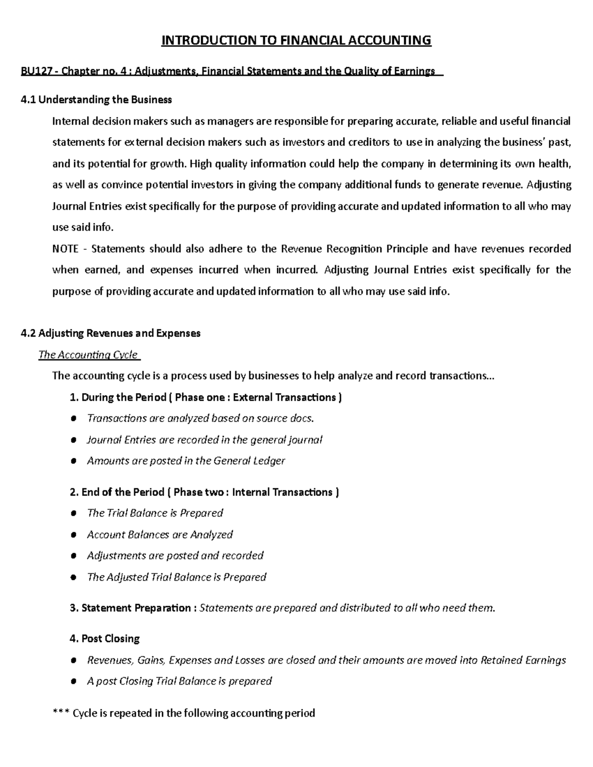 BU127 - Chapter No. 4 Notes - INTRODUCTION TO FINANCIAL ACCOUNTING ...