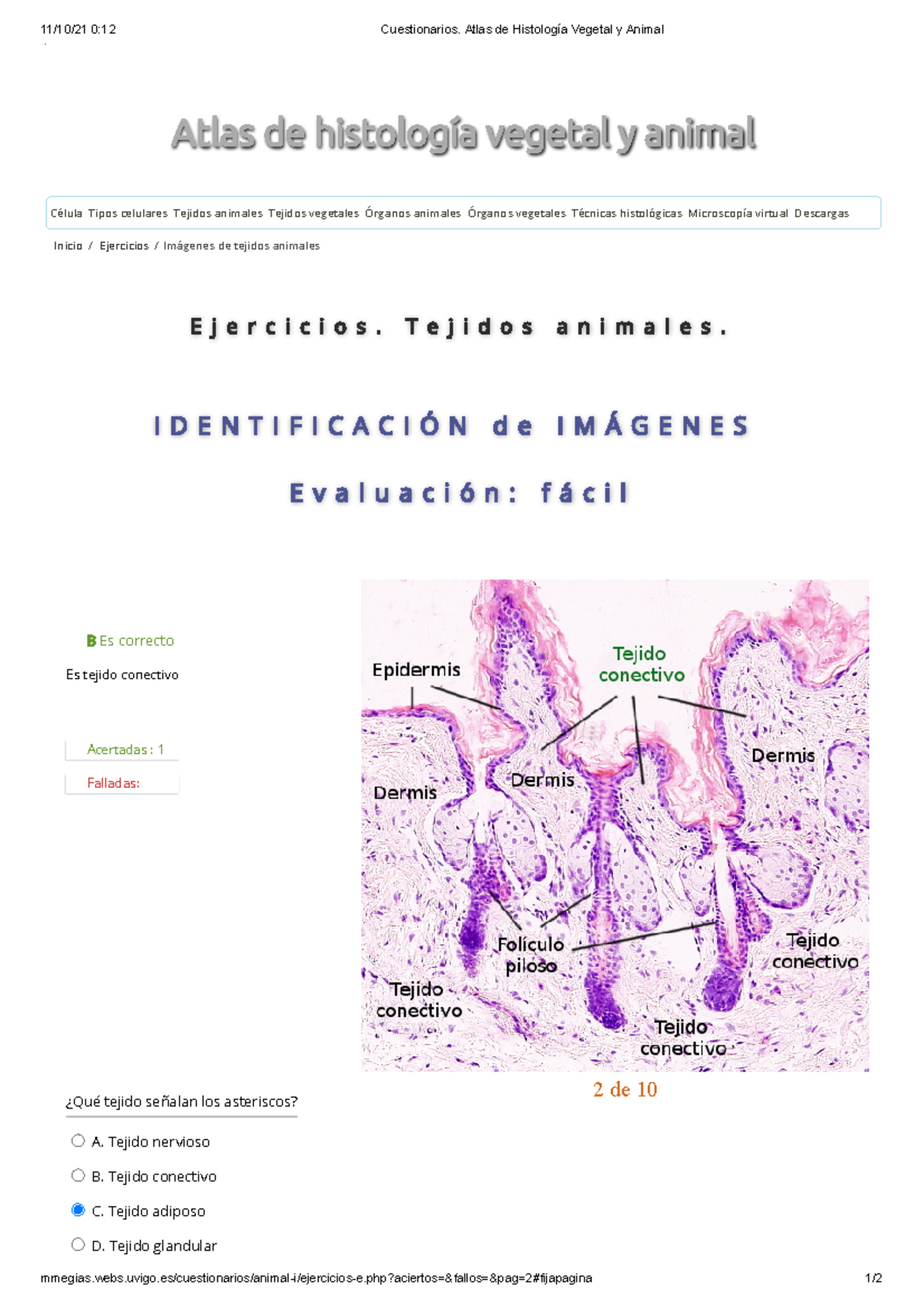 Cuestionarios. Atlas De Histología Vegetal Y Animal 1 - Fácil Lectura Y ...