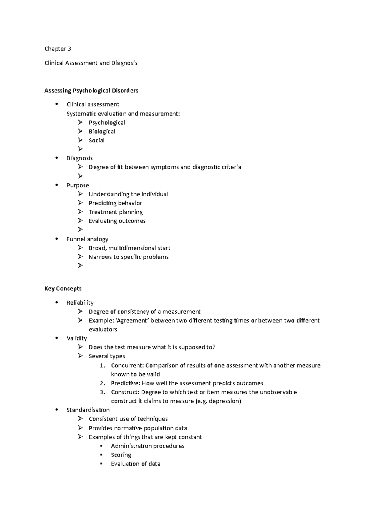 Chapter 3 - Lecture notes 4-10 - Chapter 3 Clinical Assessment and ...
