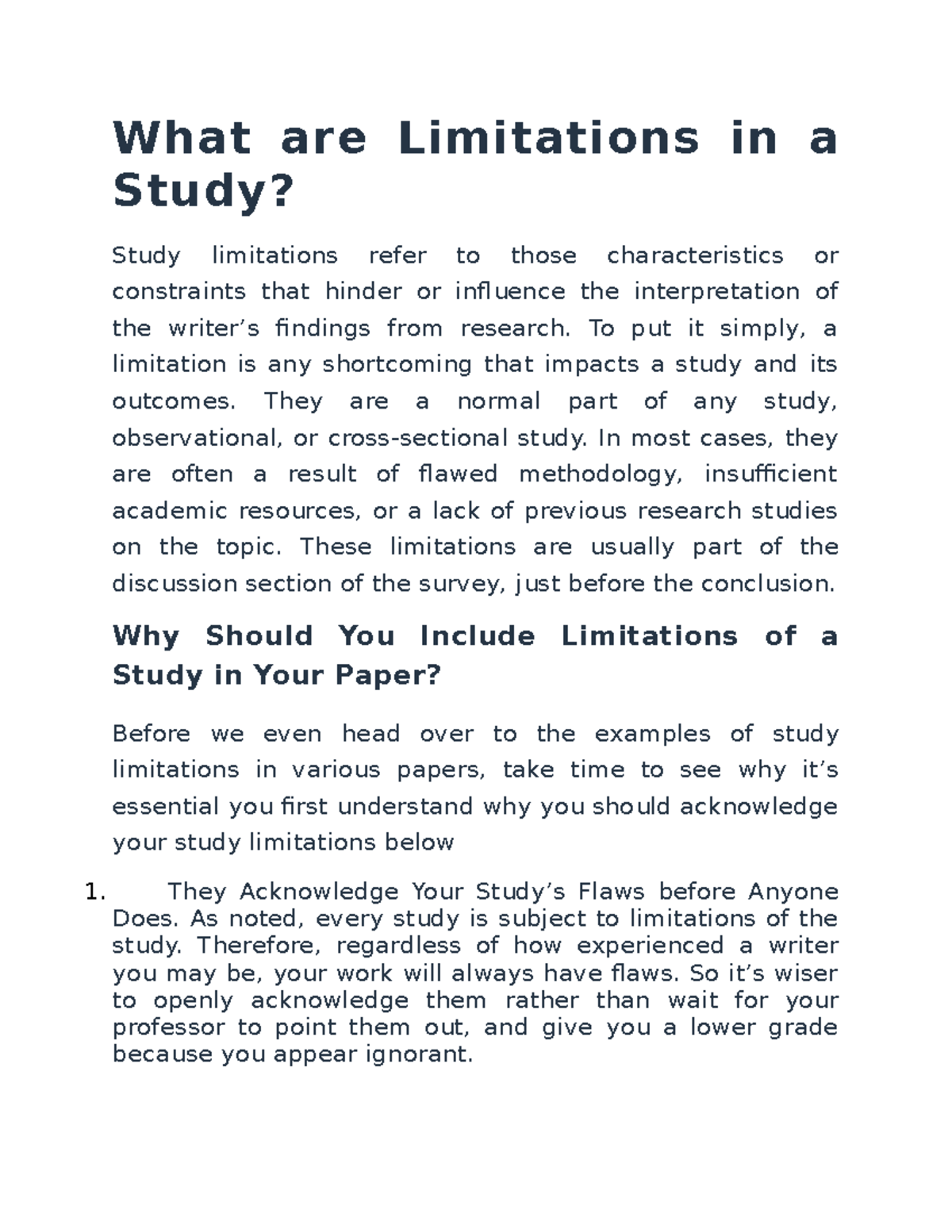 Limitations - To put it simply, a limitation is any shortcoming that ...