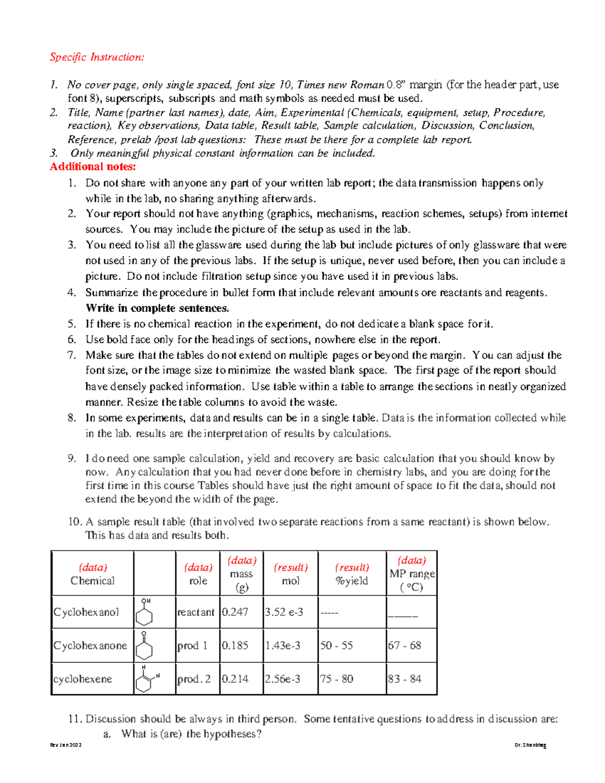 Genchem 2 lab report format and guidelines - Rev Jan 2022 Dr. Shanbhag ...